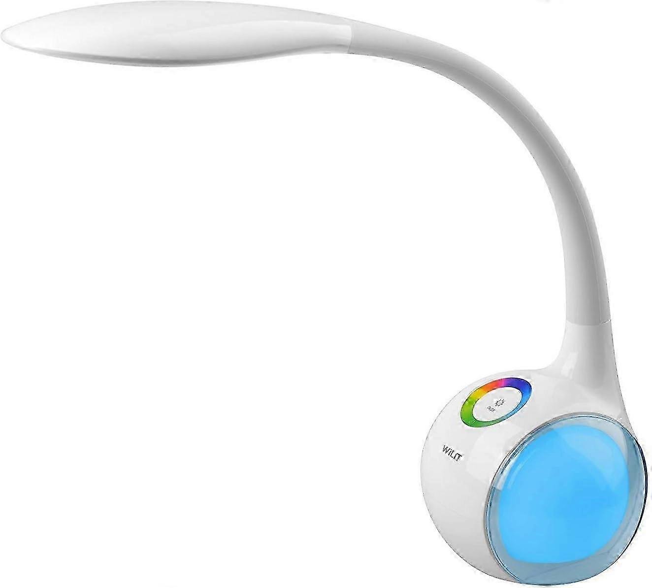 Kids Desk Lamp with RGB Color Night Light, Dimmable LED Bedside Lamp, Touch LED Light with Colorful Light and 3 Brightness Levels, White