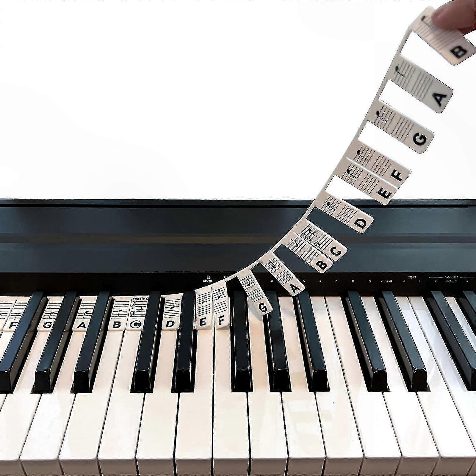 88-Key Piano Learning Aid - Removable Silicone Note Labels for Beginners, No Adhesive Stickers Required
