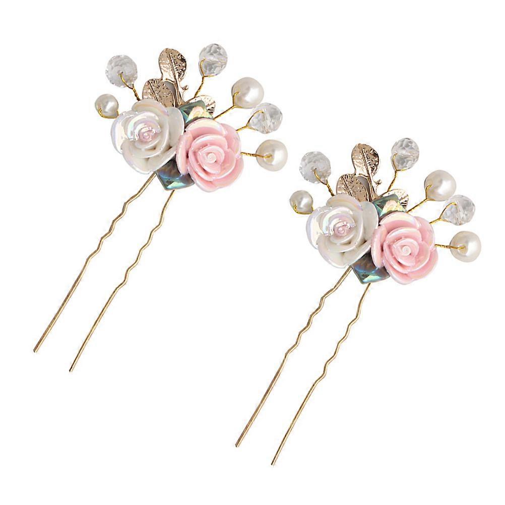 Retro Hair Sticks with Acrylic and Rhinestone for Elegant Updo Hairstyles 2pcs Multi