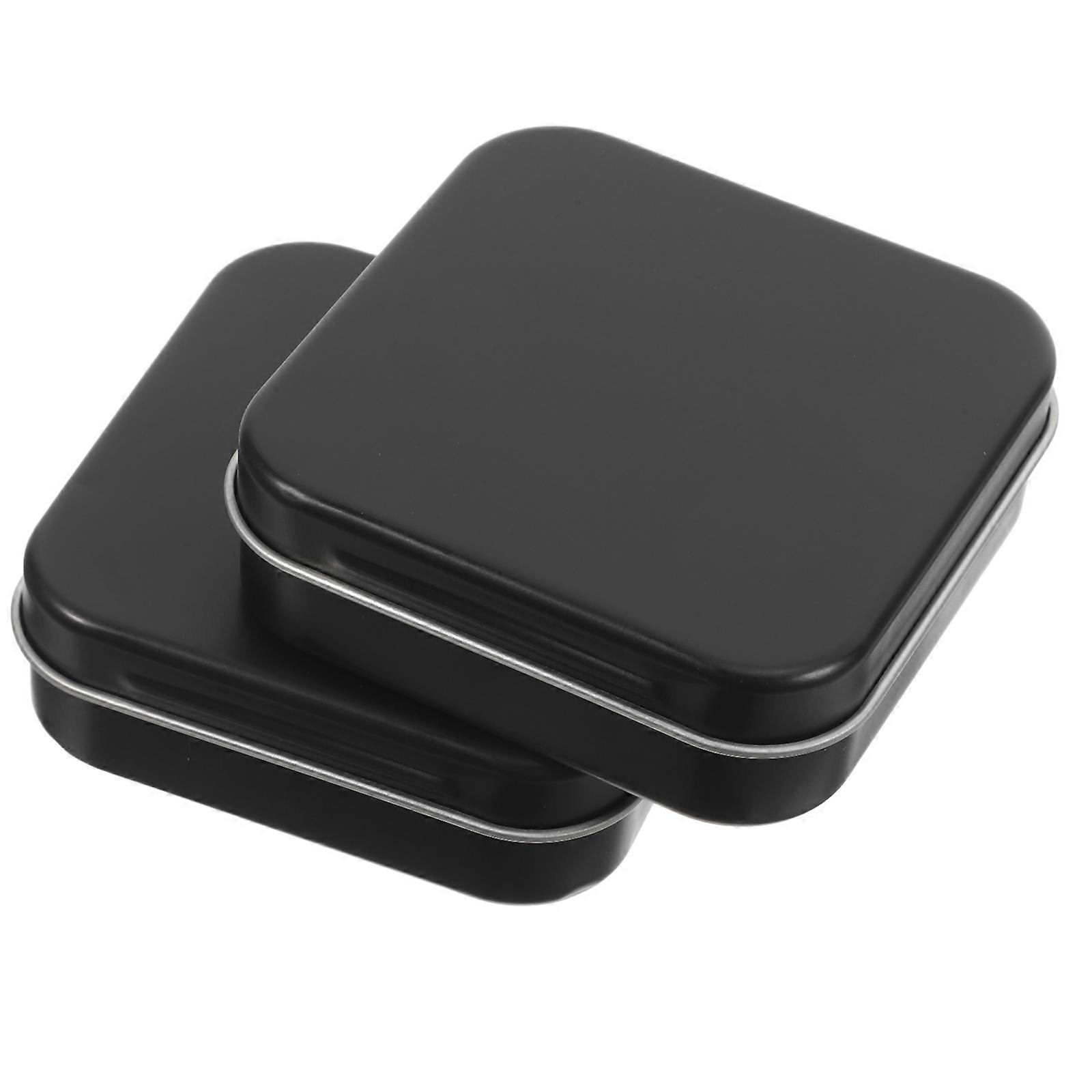 MLINS 2 Pcs Small Jewelry Box 7.40X7.40X2.20CM Black Hardware
