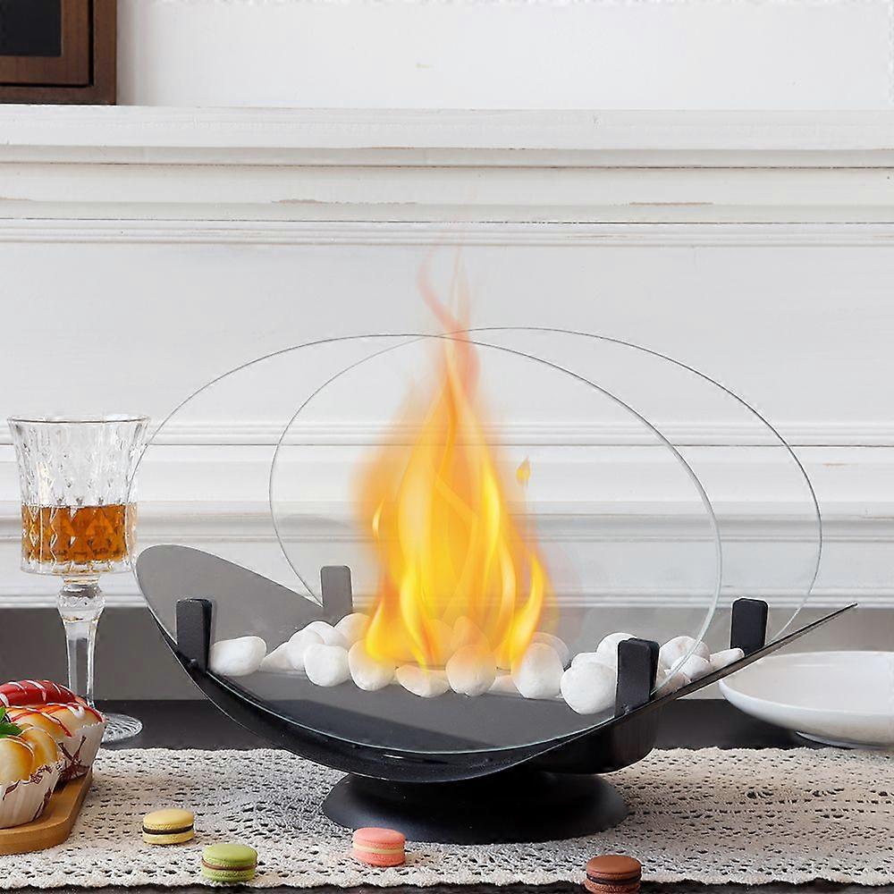 Oval Table Fire Bowl Pot Bio Ethanol Fireplace 32 cm Portable Table Fireplace Bioethanol Table Fire Glass with Clean for Decoration Table Patio Party
