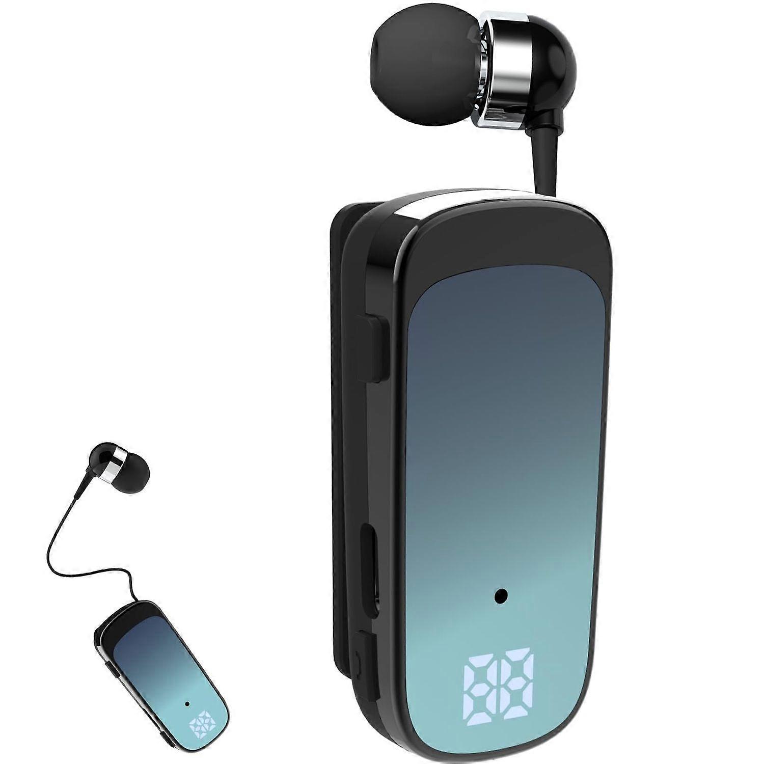 Clip-on Bluetooth headset, stereo, Bluetooth 5.0, noise-cancelling microphone, suitable for business occasions(Blue)