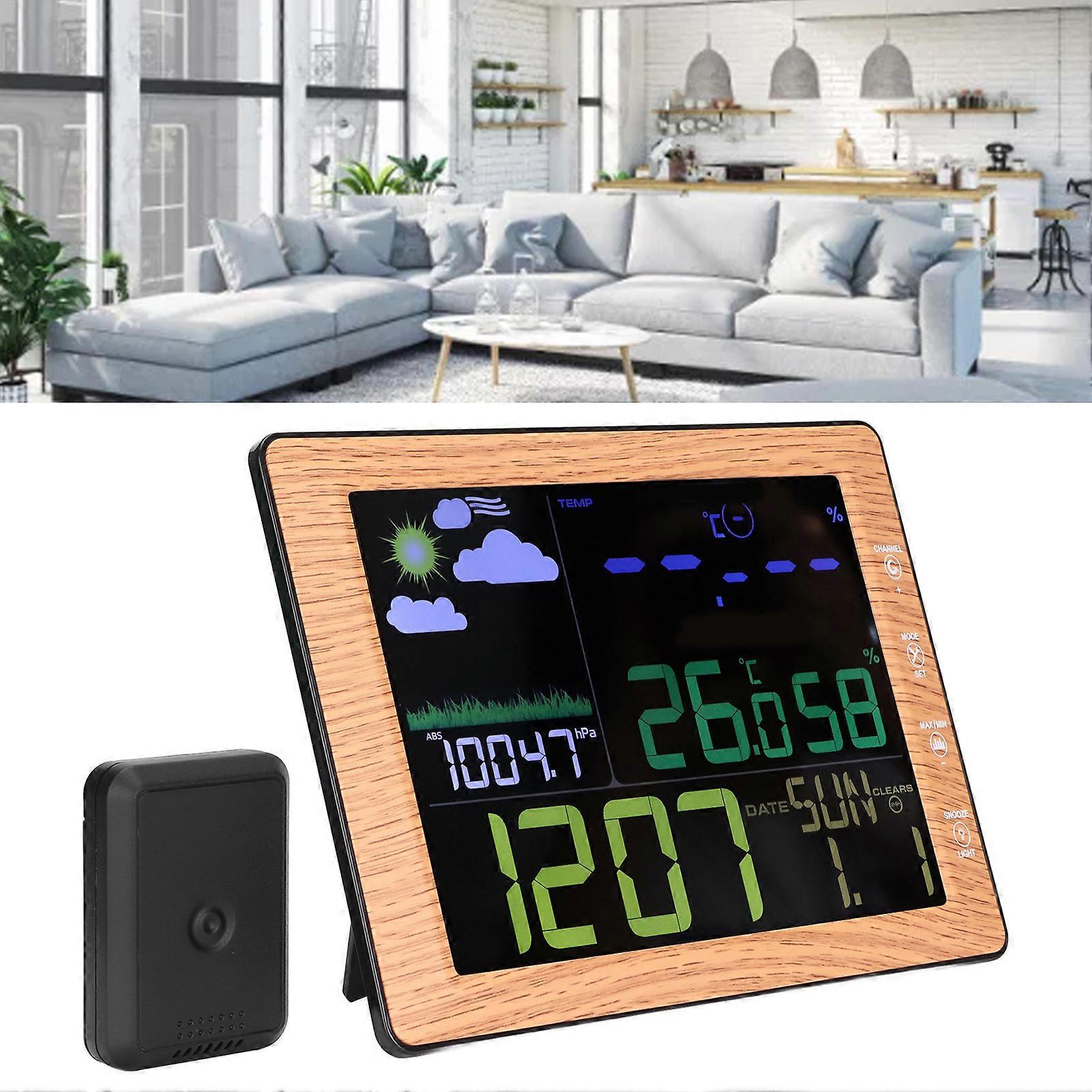 Wireless Weather Station WiFi Color Screen 21.5x16x3cm Wood Grain