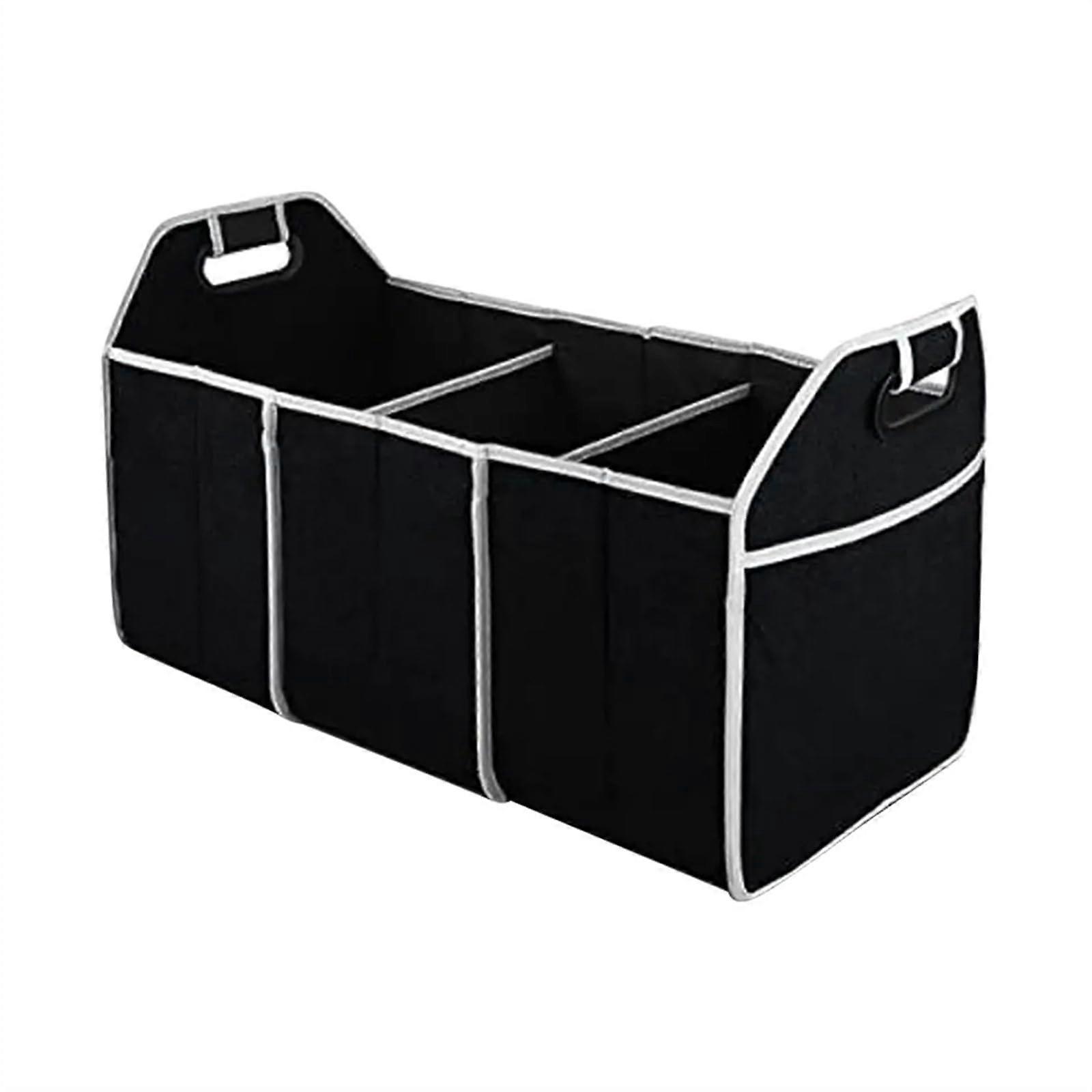 Car Trunk Storage Box Extra Large Foldable Trunk Organizer 3 Compartments Black For Cars Trucks SUV Home Use