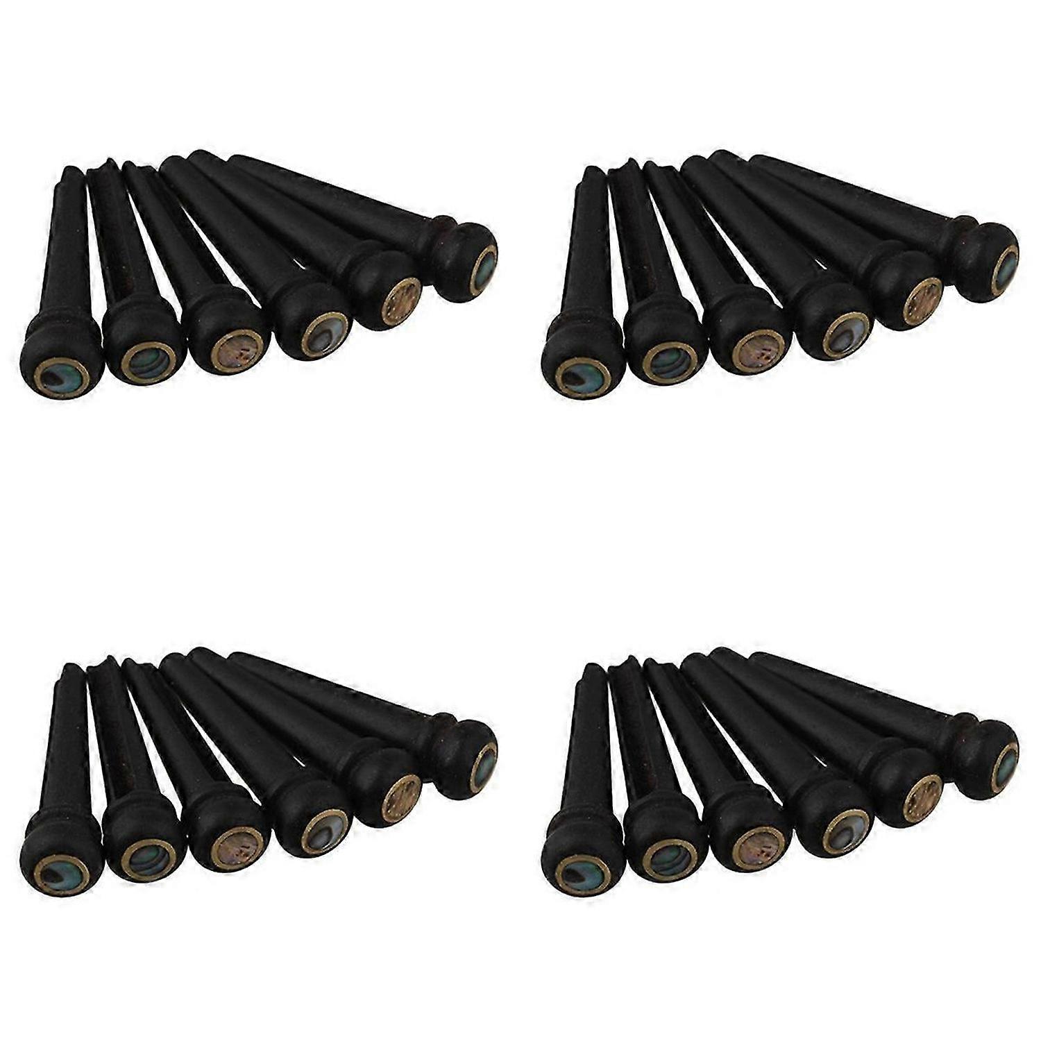 6Pcs Black Ebony Shell Guitar Bridge Bone Pins Set with Abalone Dot