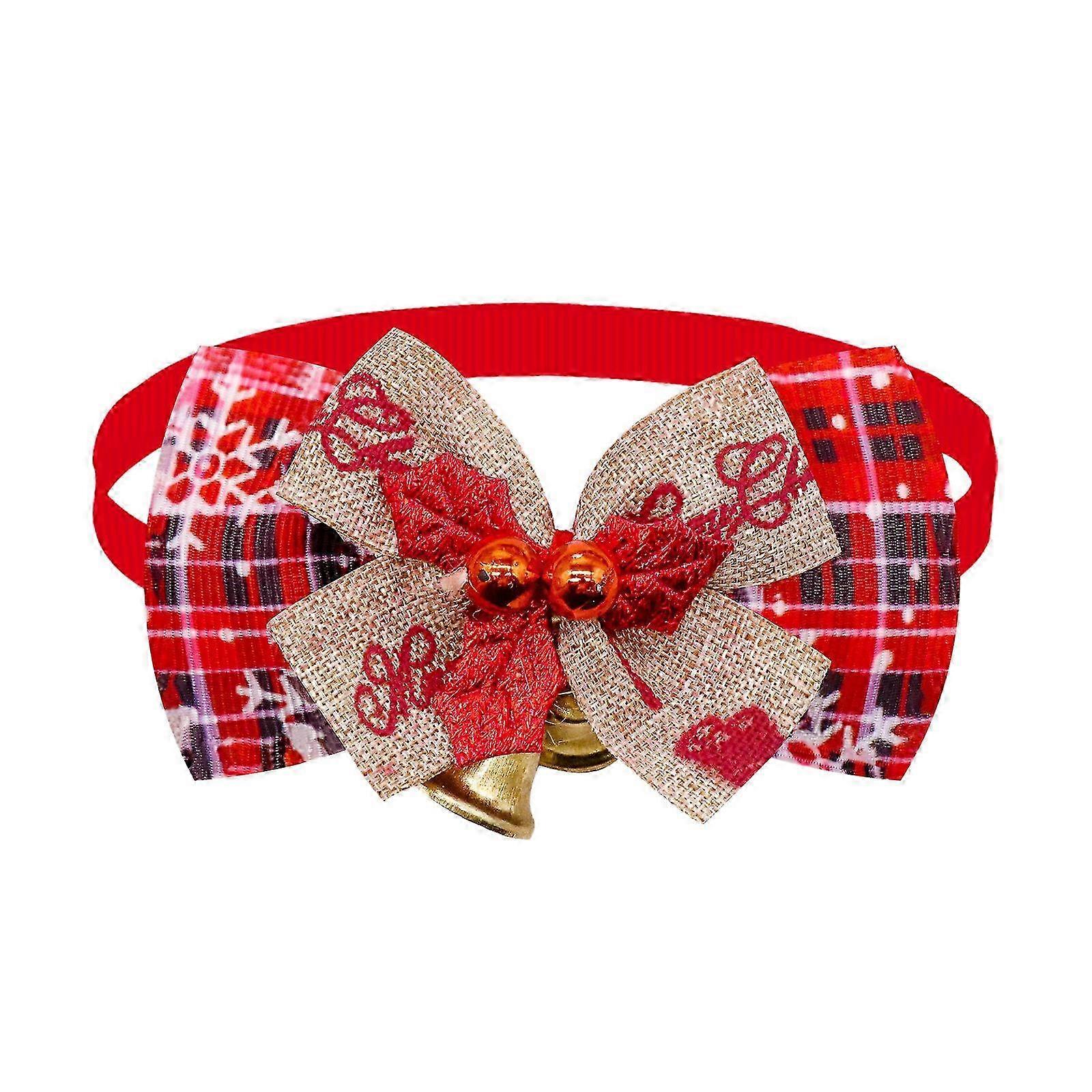 Christmas Tree Decorations: Multi-Color Pet Bells with Bow Collars for Cats and Dogs - 2pcs Set A