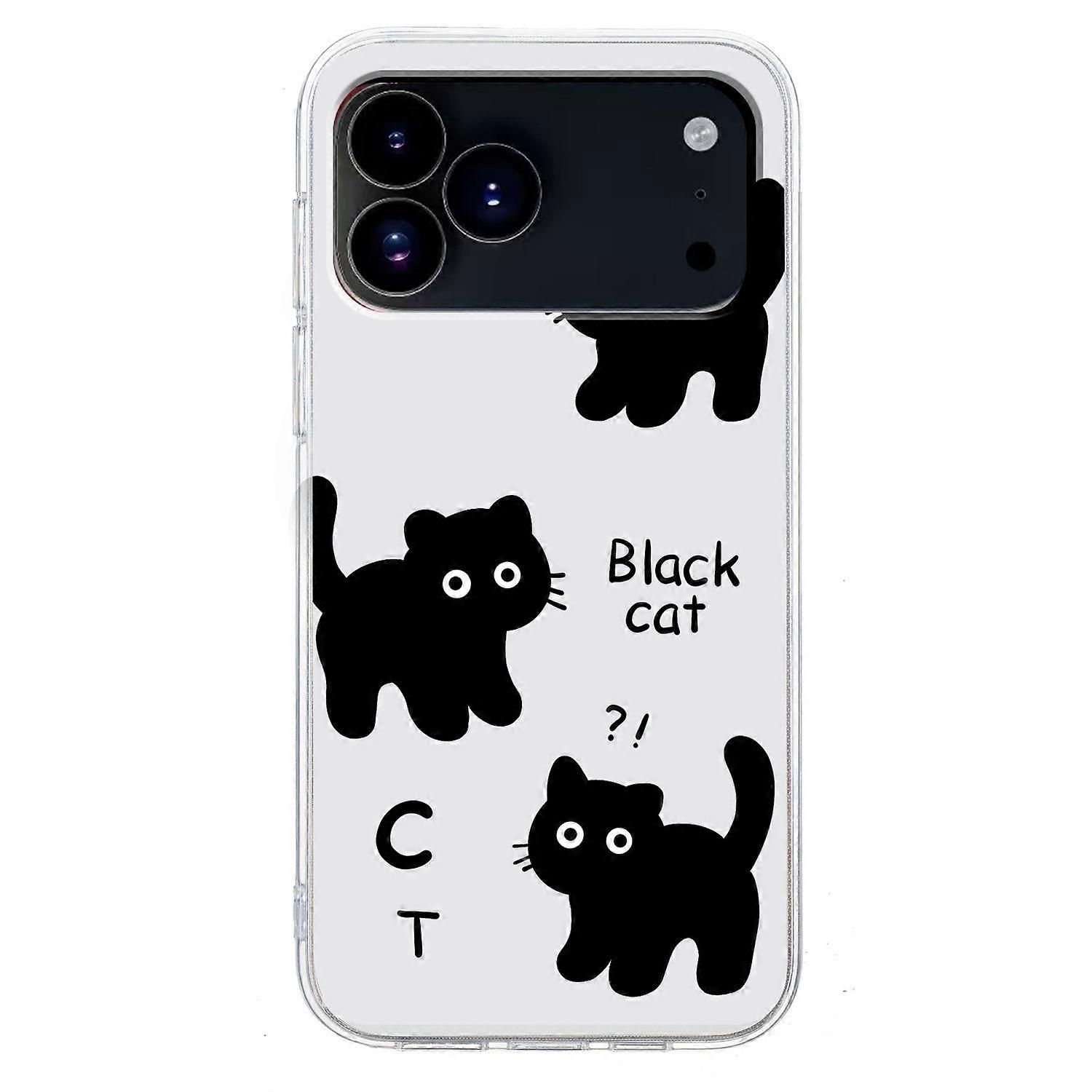 For iPhone 17 Pro Max Case Soft TPU Pattern Printing Phone Cover - Black Cat