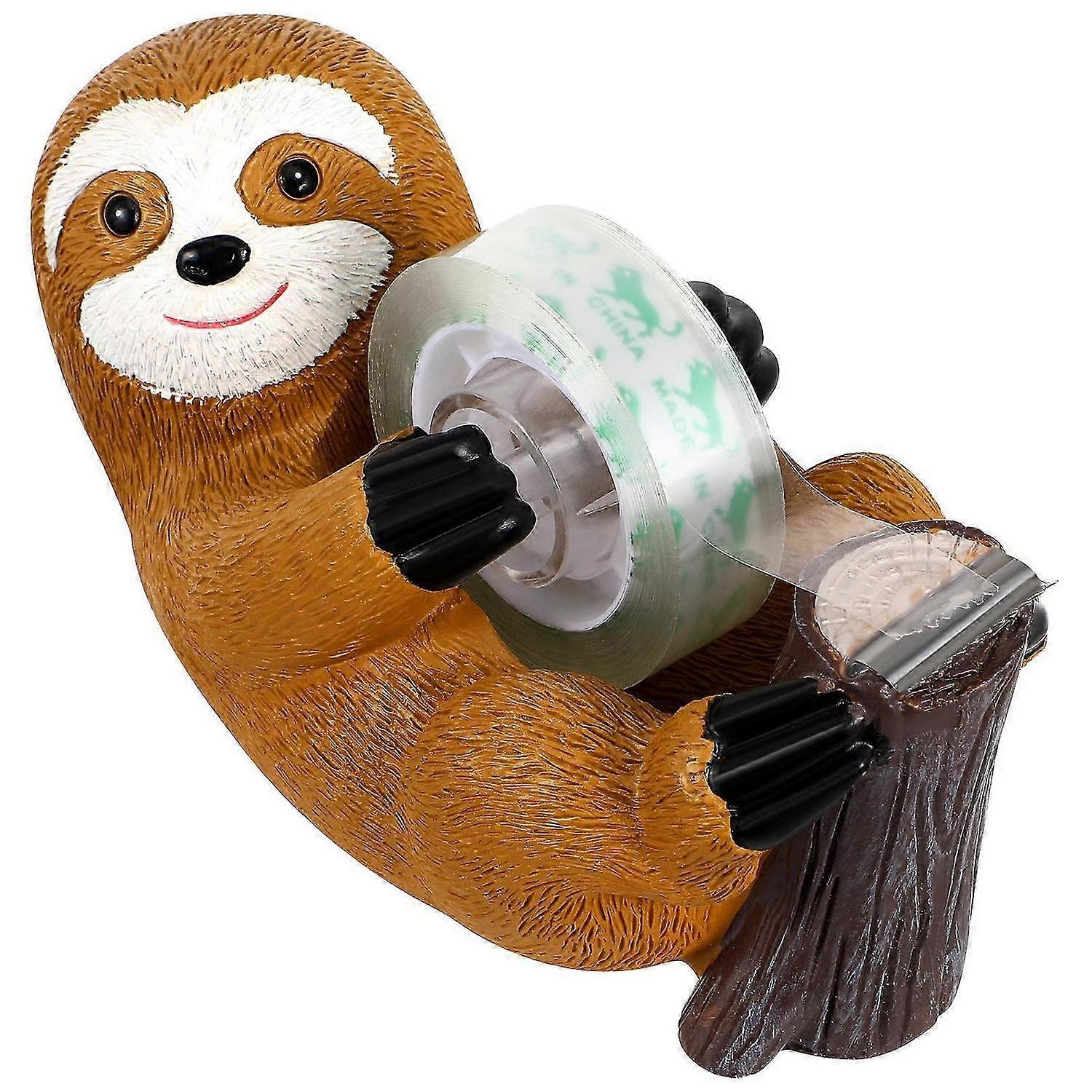 Tape Dispenser Small Office Accessory Sloth Shape Assorted Color Portable Tape Cutting 1Set
