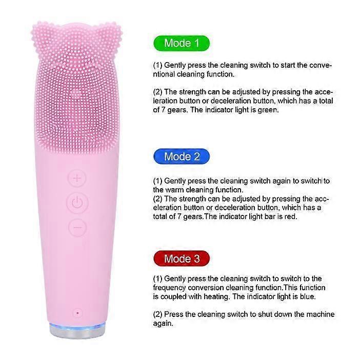 Electric Facial Cleansing Brush Face Import Export Machine Hot Compress 42C(Pink)