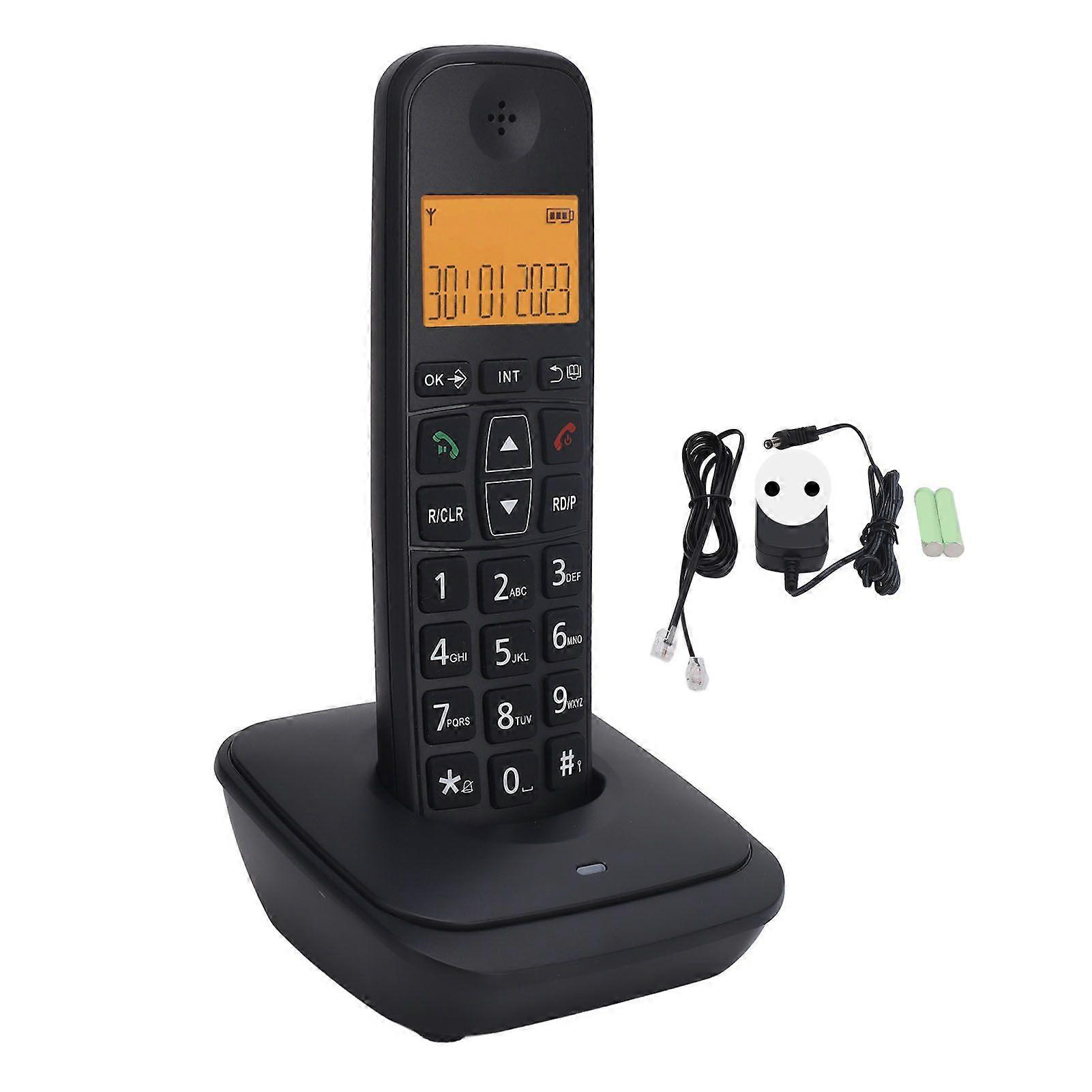 Cordless Phone Full Duplex Speakerphone Big Button Call Blocking LCD Backlit Screen Caller ID Cordless Home Phone for Office EU Plug 100 to 240V