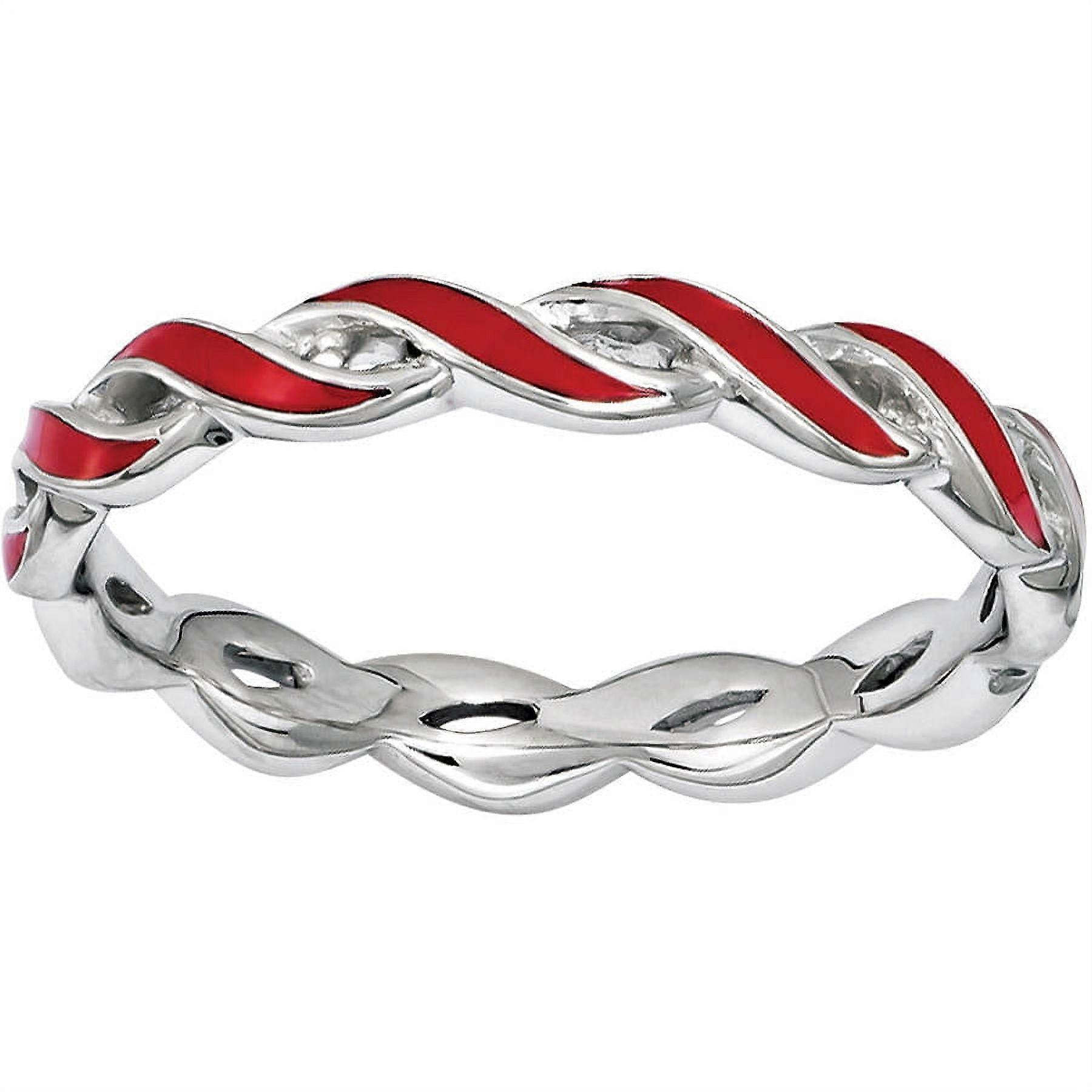 Stackable Expressions Sterling Silver Red Enamel Ring
