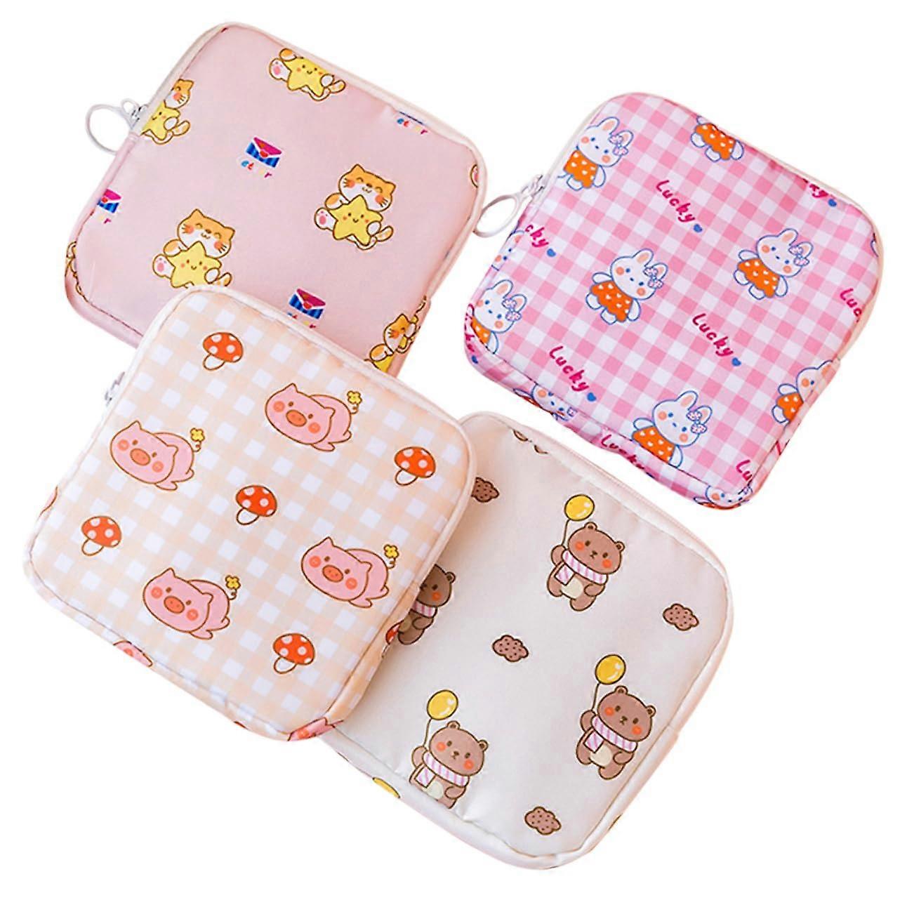 4Pcs Portable Multi Function Period Bags Zipper Sanitary Napkin Holders Tampon Storage Pouch For Women Mixed Style