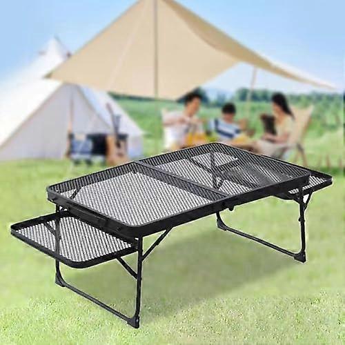Portable Ultralight Metal Camping Table With Wing Panels Foldable Picnic Table For Beach Hiking Backpacking 60x40 cm