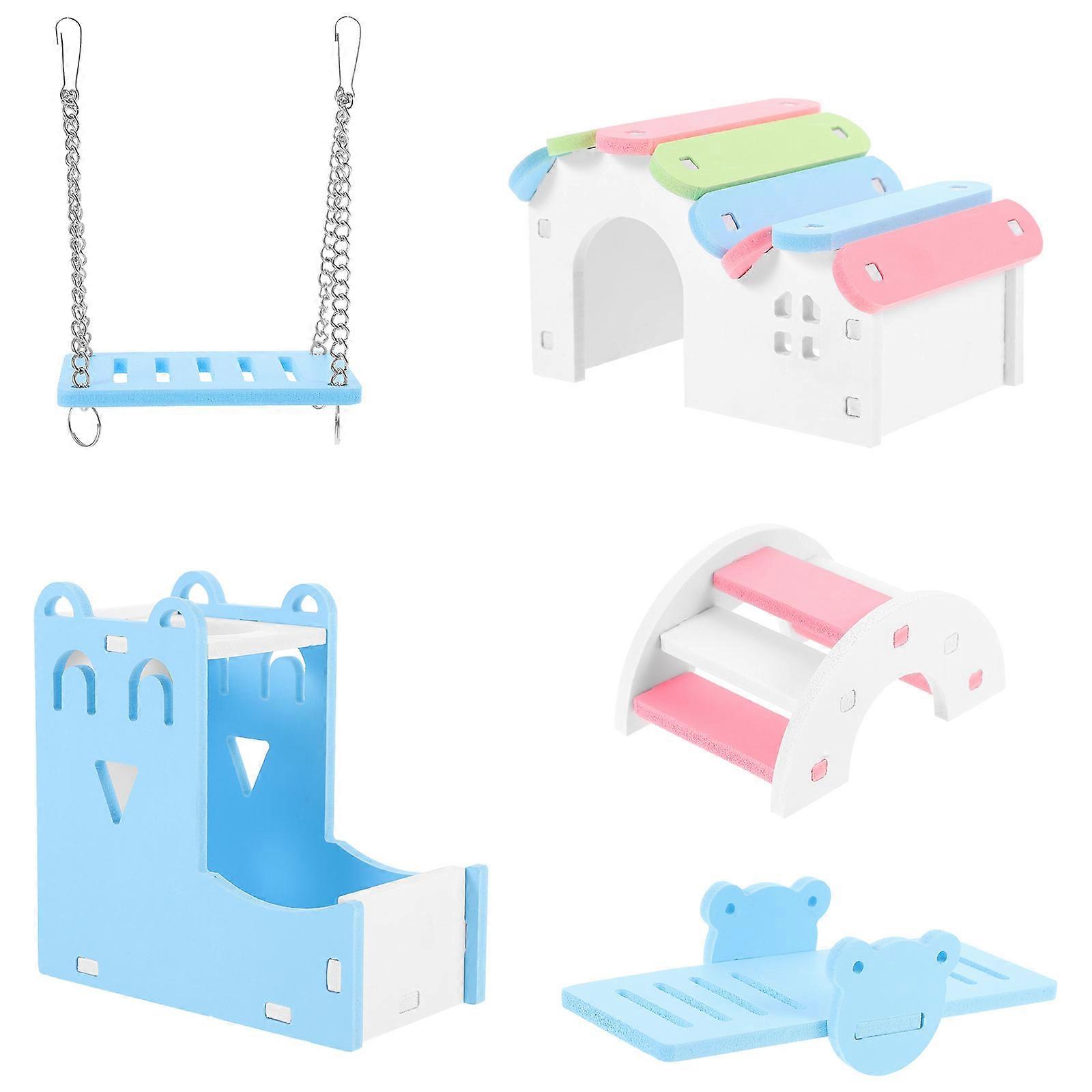 PVC Hamster Shelter Toys for Pet Amusement 5Pcs Colorful Set