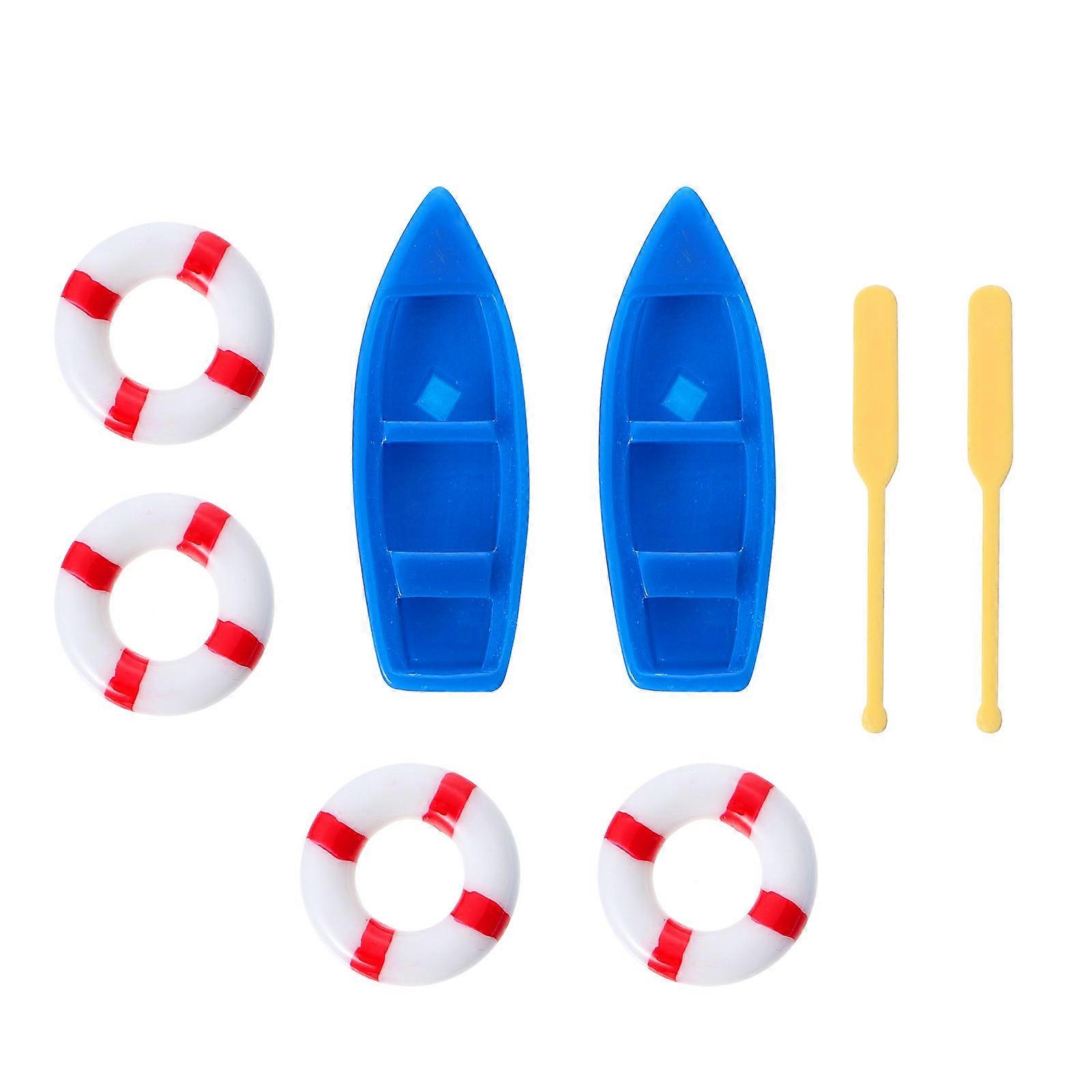 Miniature Beach Decoration Kit for Garden Prop 6Sets Blue