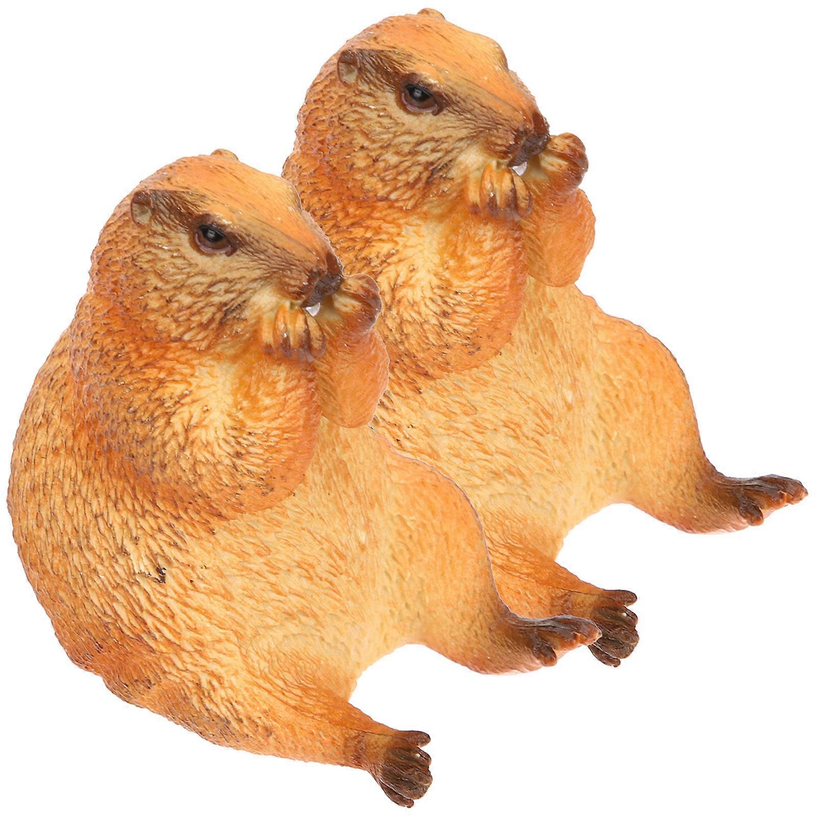 Chocolate Groundhog Figure for Decor 10Pcs Miniature Statue Set