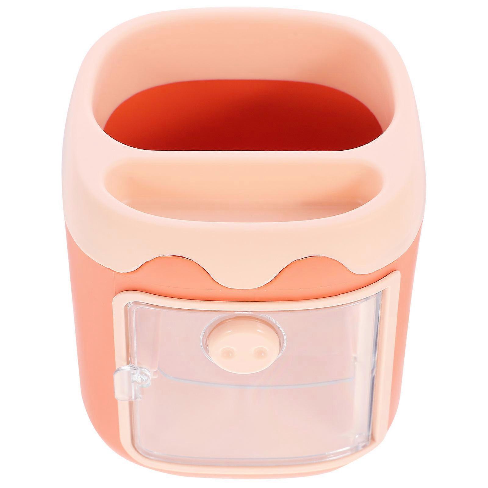 Orange Pencil Holder Desk Organizer for Storage Use 2Pcs Plastic Material