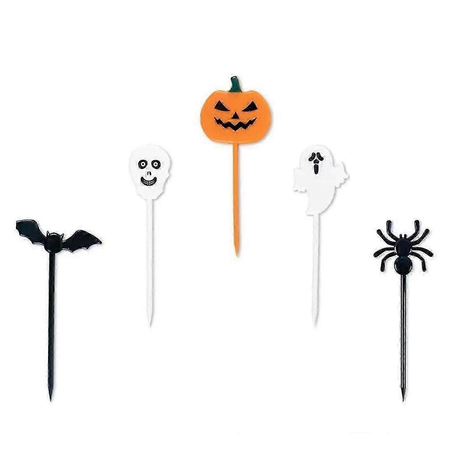 Halloween Toothpick Pumpkin Ghost Bat Fruit Fork Dessert YVL