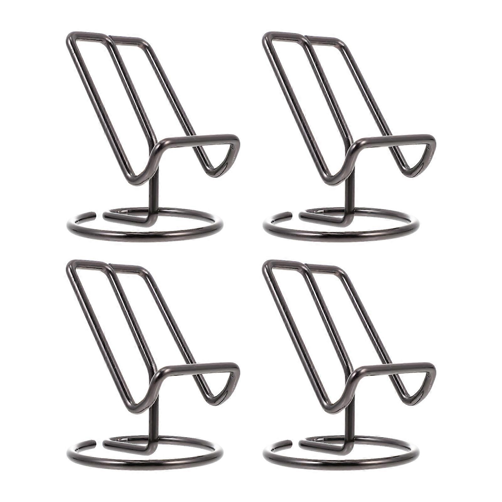 Tablet Display Stand 4Pcs For Office Use Black Iron Mobile Phone Brackets Storage