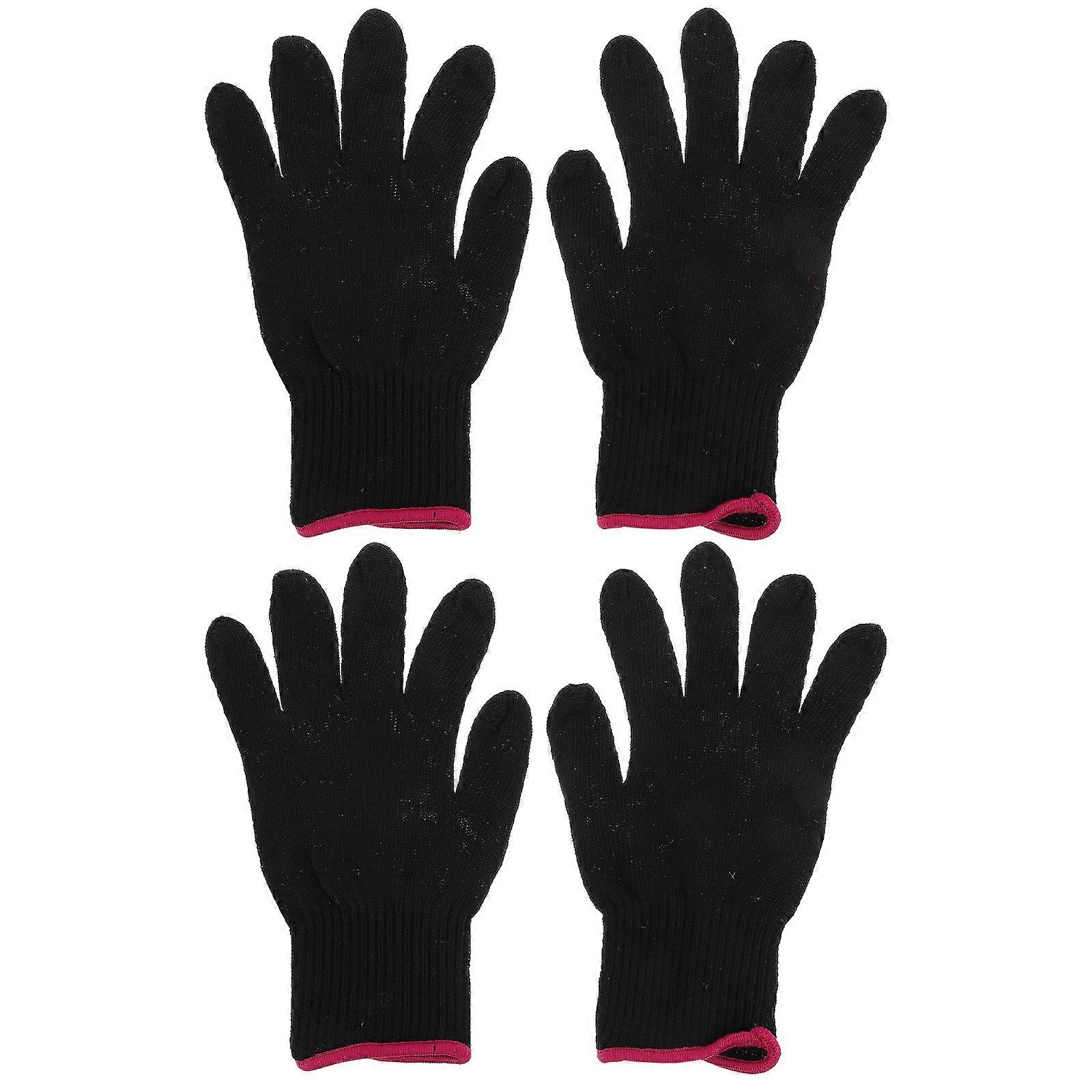 Heat Insulated Gloves For Barber Shop Hair Styling Designed For Home Users Available In Black Red Color 1 Set Of 4Pcs