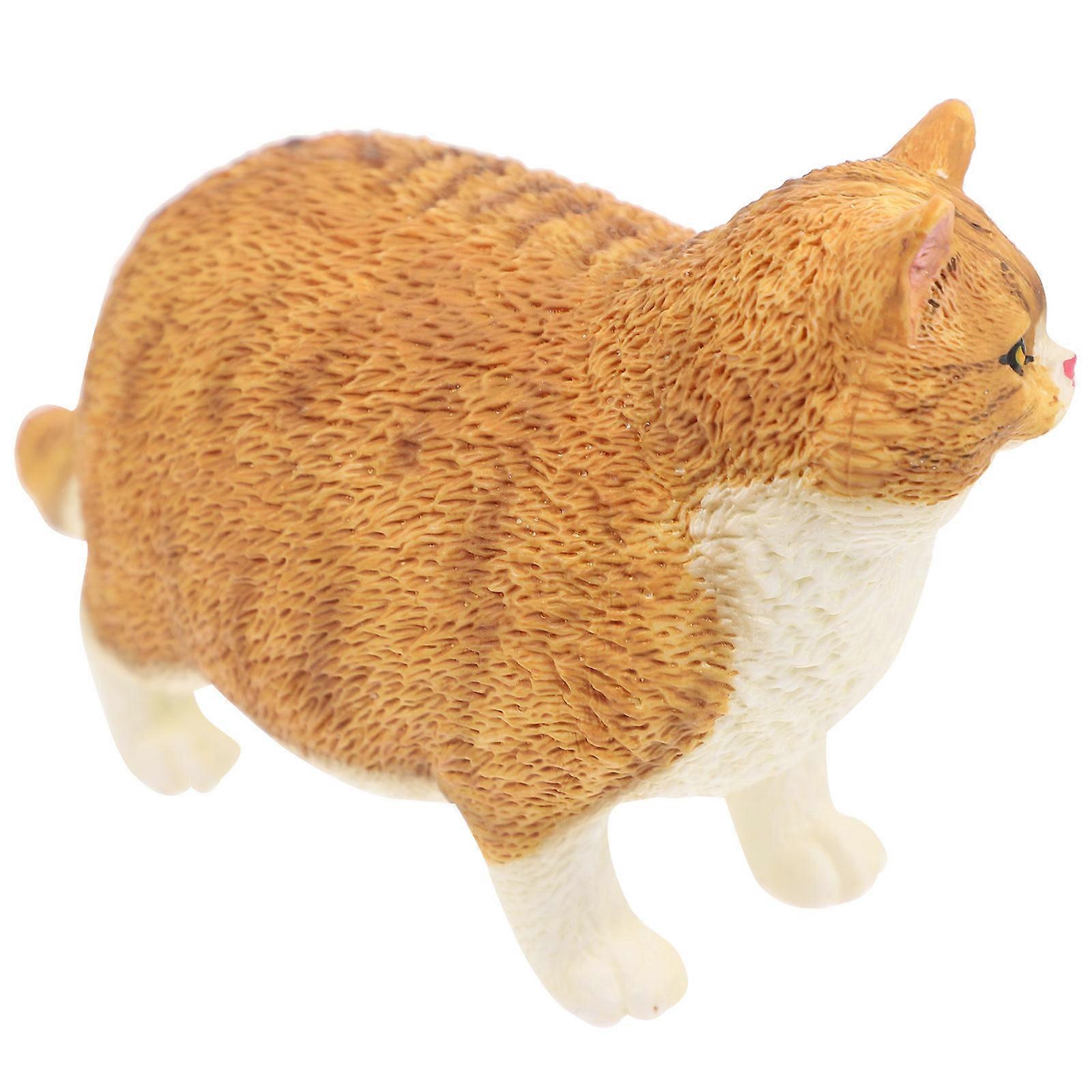 Small Cat Statue Toy For Animal Lovers Home Decoration In Orange Color With Realistic Cat Appearance And Durable Build 1Pack