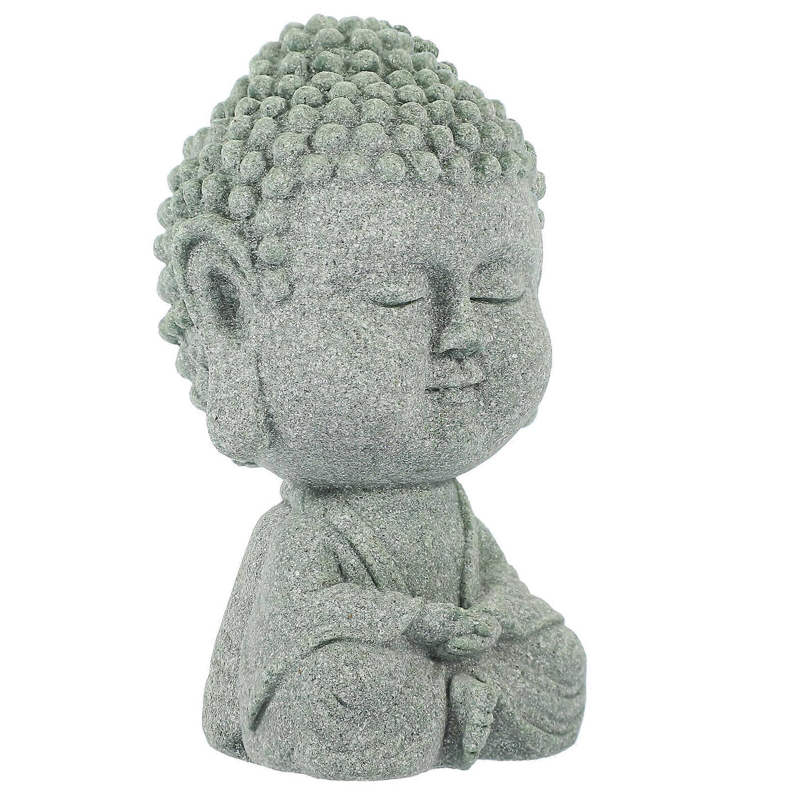 Buddha Figurine Ornament Retro Design For Car Dashboard Grey 9.5X6.5CM 3Pcs