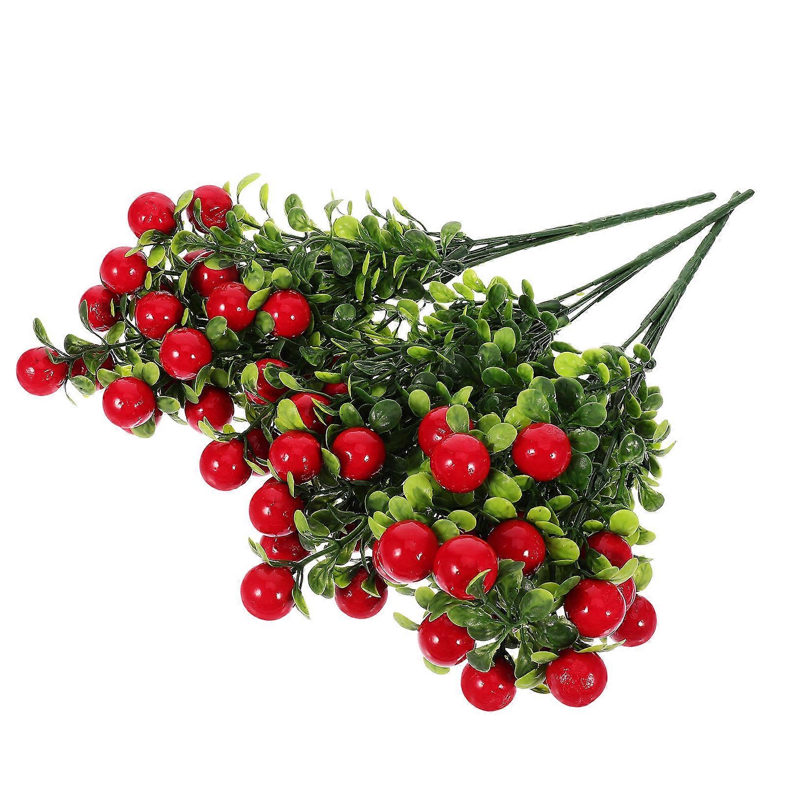 Fake Cherry Decorations Set Plastic Artificial Red Fruit 9 Bunches
