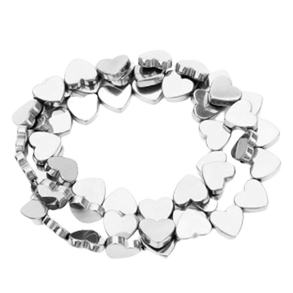 DIY Craft Beads Silver Colored Stone Hollow Heart 3Pcs Set