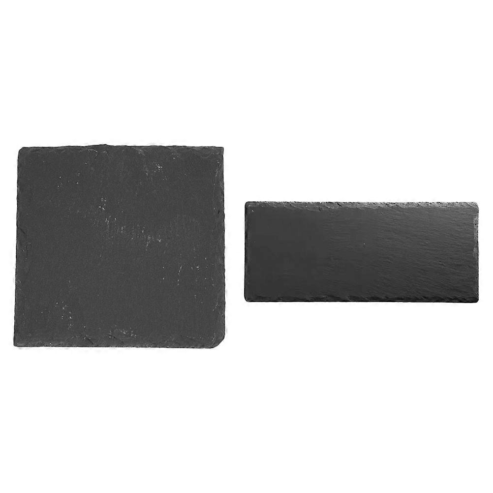 Plate Storage Holder for Serving Steak 4Pcs Black Square Shape Plates