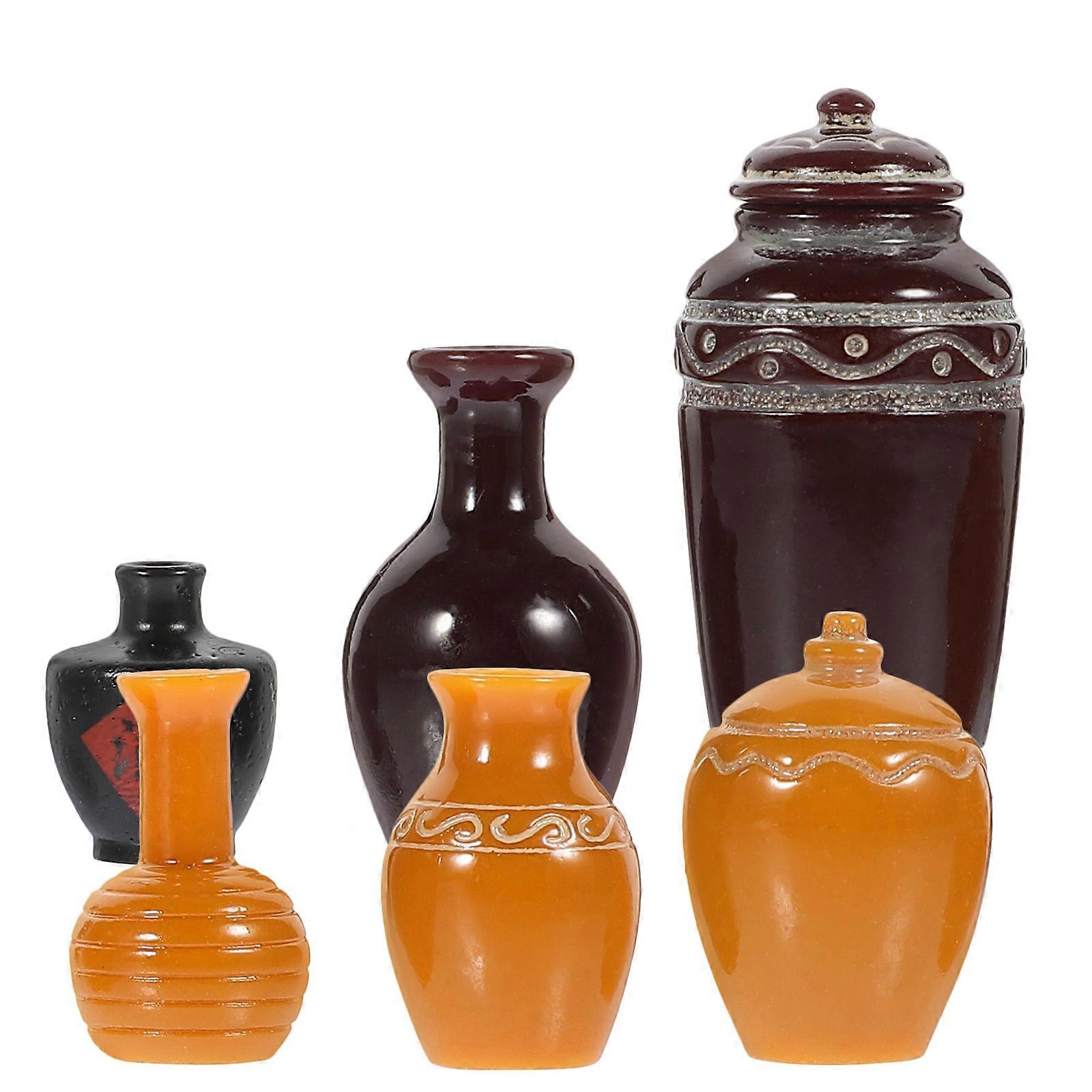 Miniature Jar Resin Decor for Doll House Tiny Jar 6Pcs Set