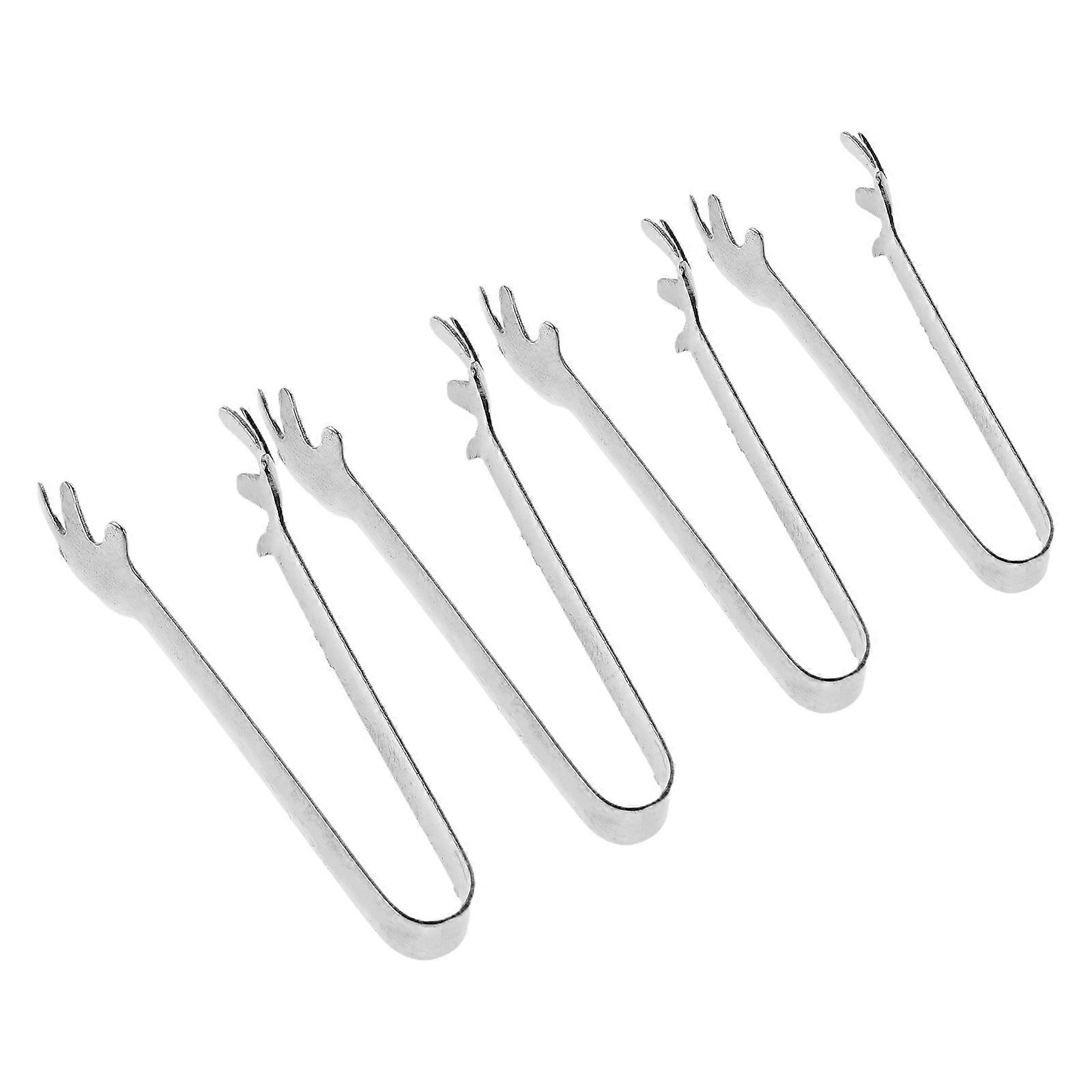 Small Miniature Bread Tongs for Doll Kitchen Tools 12Pcs Silver Metal