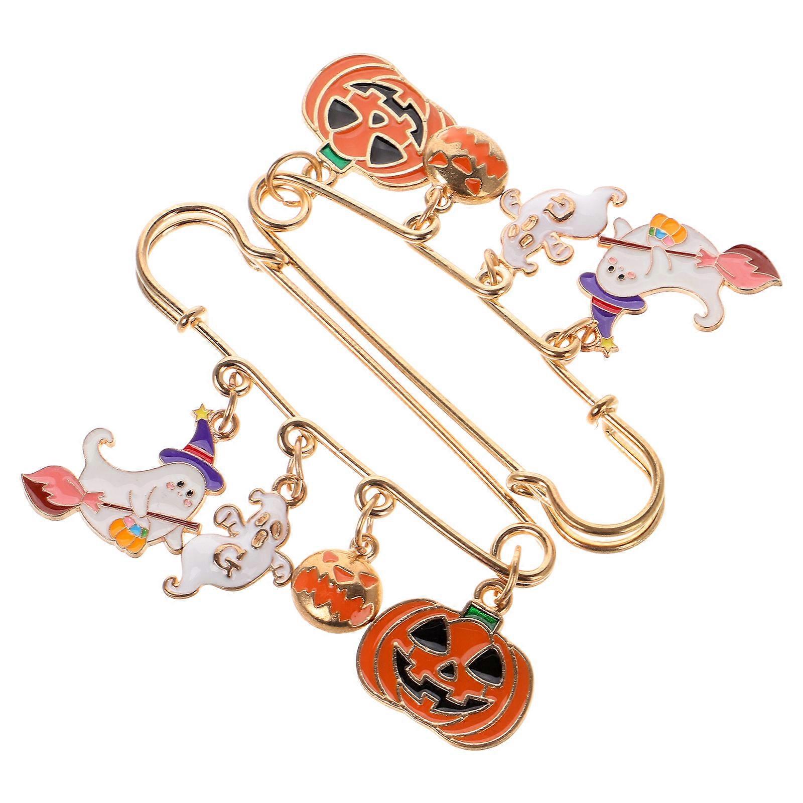 Halloween Skull Pin Brooch Alloy Pins for 8Pcs Party Use Multi Tone