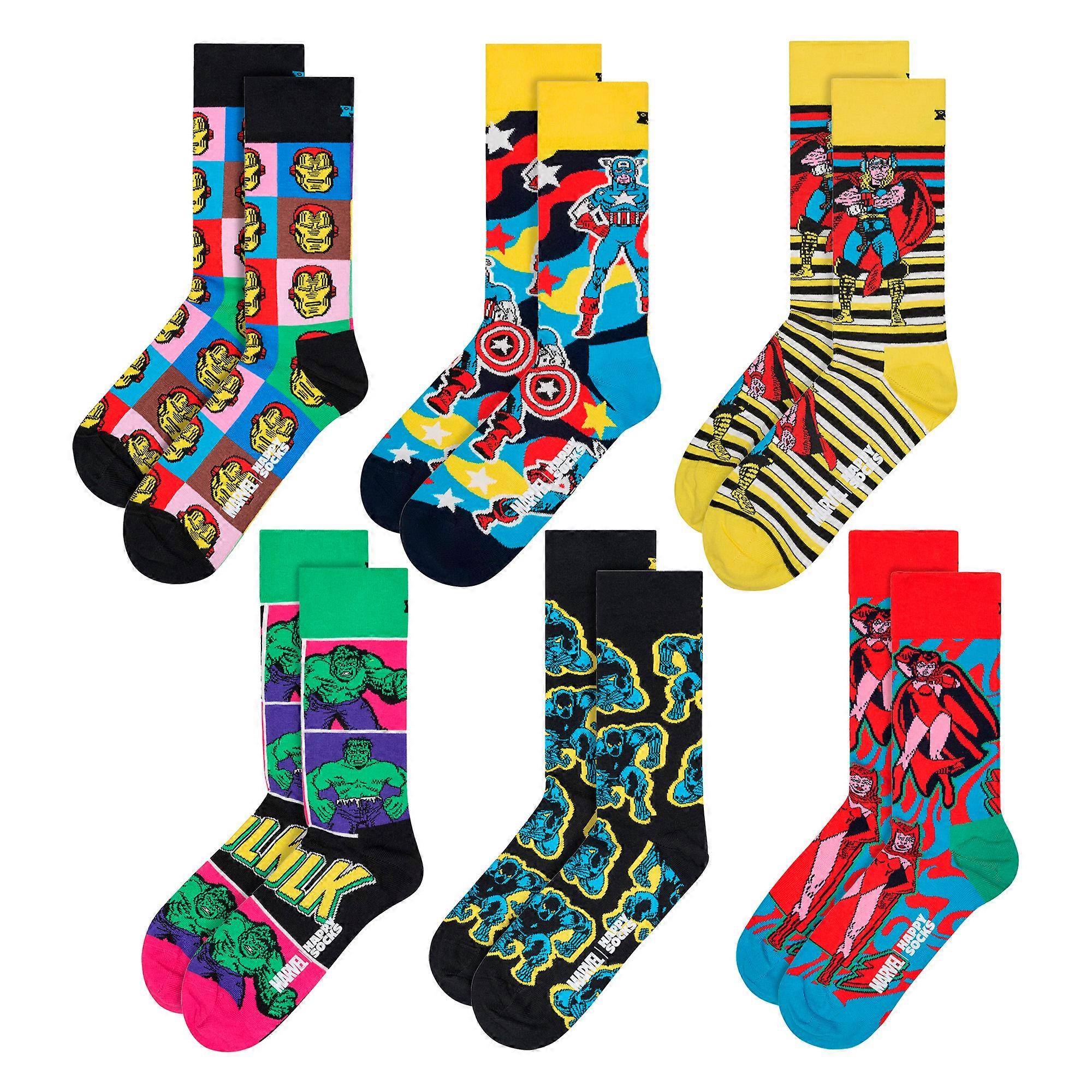 Happy Socks - 6 Pack Avengers Socks Bundle Novelty Socks