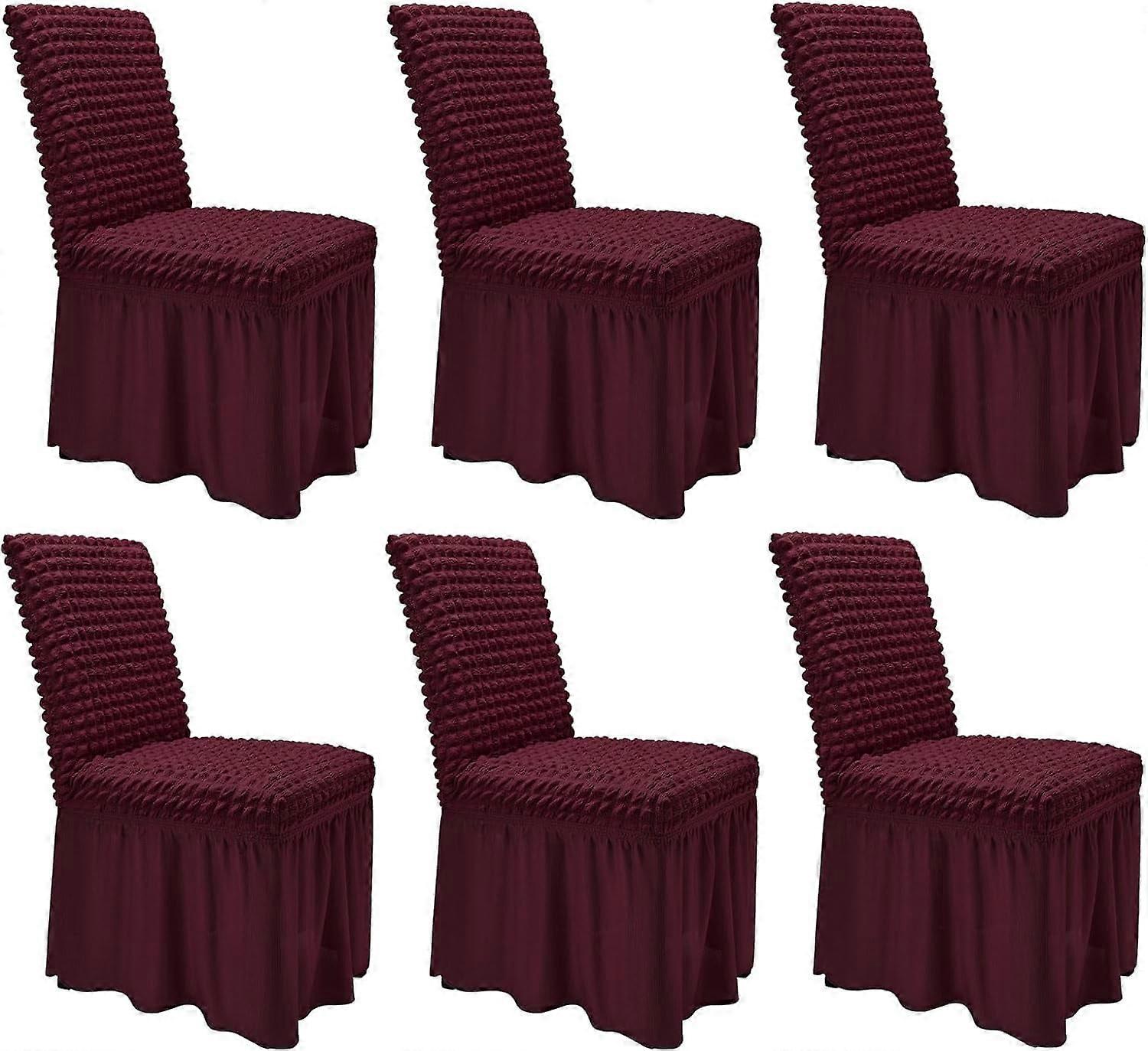 Capas elásticas para cadeiras de jantar NANAHuang com saia, capas removíveis de elastano laváveis, conjunto de 6, verde