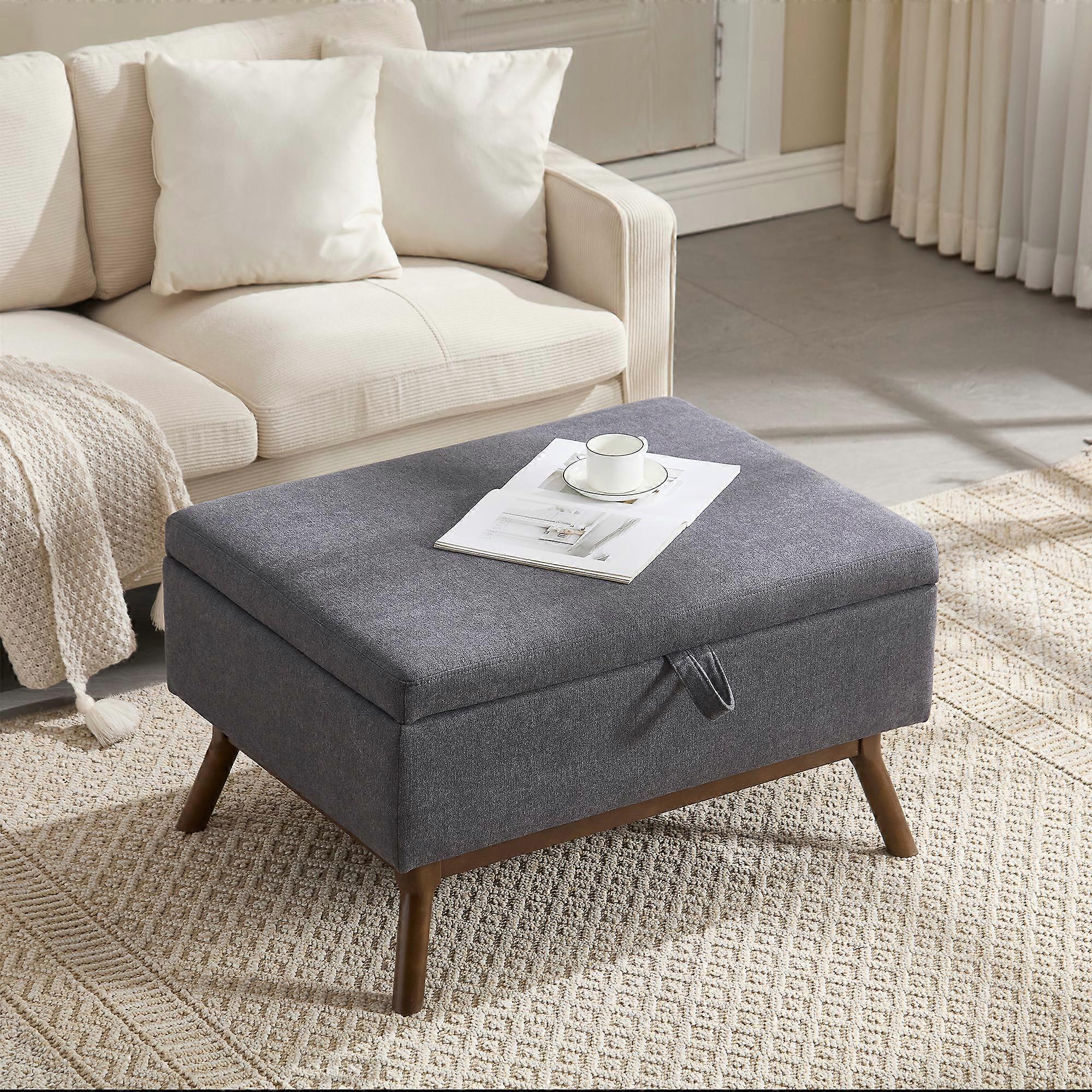 Mid Century Modern Square Ottoman Coffee Table Storage Bench