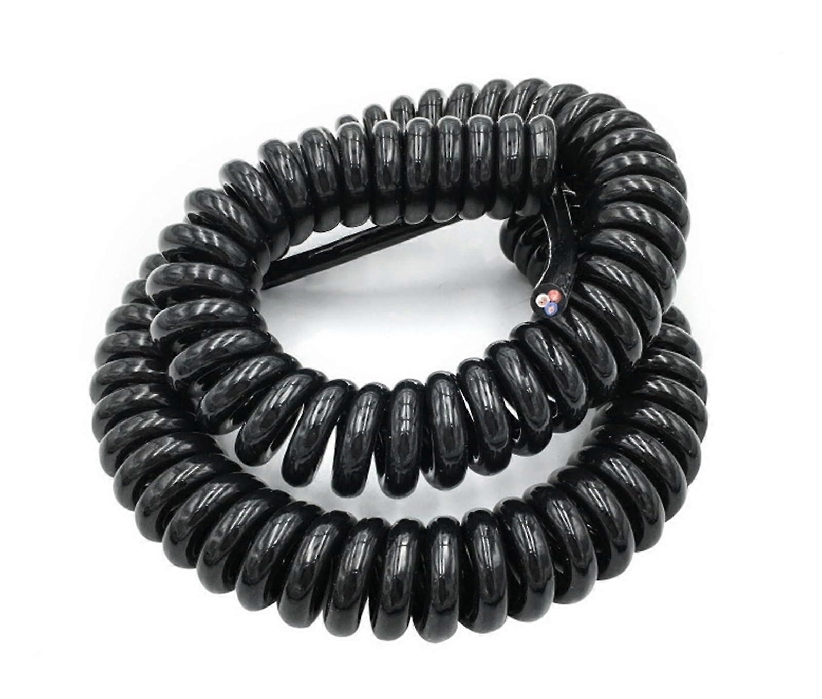 Outdoor Extension Cord 3Core 20AWG Spring Extensible Black Spiral Power Cable Solar Sheathed 0.5 Sqmm 2.5m 5m 7.5m