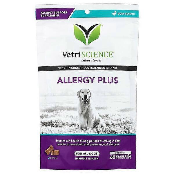 Vetriscience, Allergy Plus, For All Dogs, Duck, 60 Bite-Sized Chews, 4.23 oz (120 g)