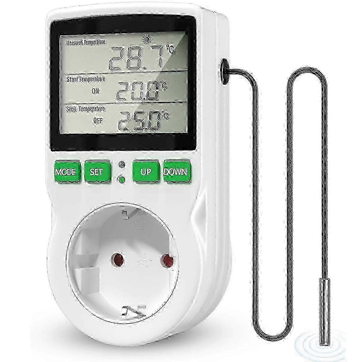 Thermostat Socket Digital Temperature Controller Socket 16A,LCD Screen Heating and Cooling Reptile Thermostat EU Plug 2025