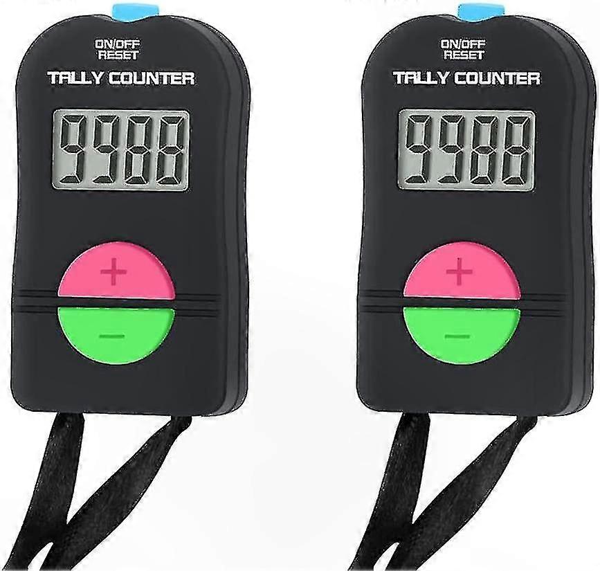 2-Pack Digital Hand Tally Counter with Lanyard, Add/Subtract Function Manual Clicker for Events and Inventory Management