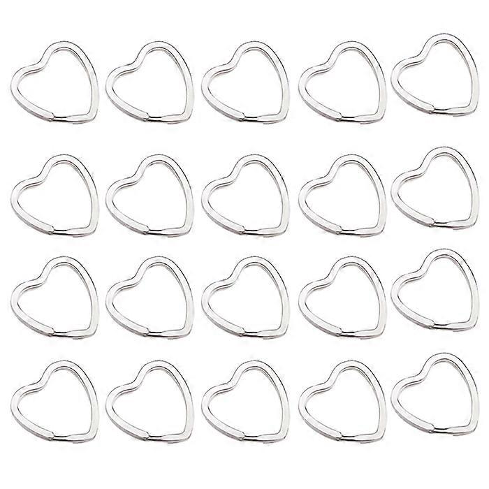 20Pcs Heart-Shaped Split Rings Key Rings