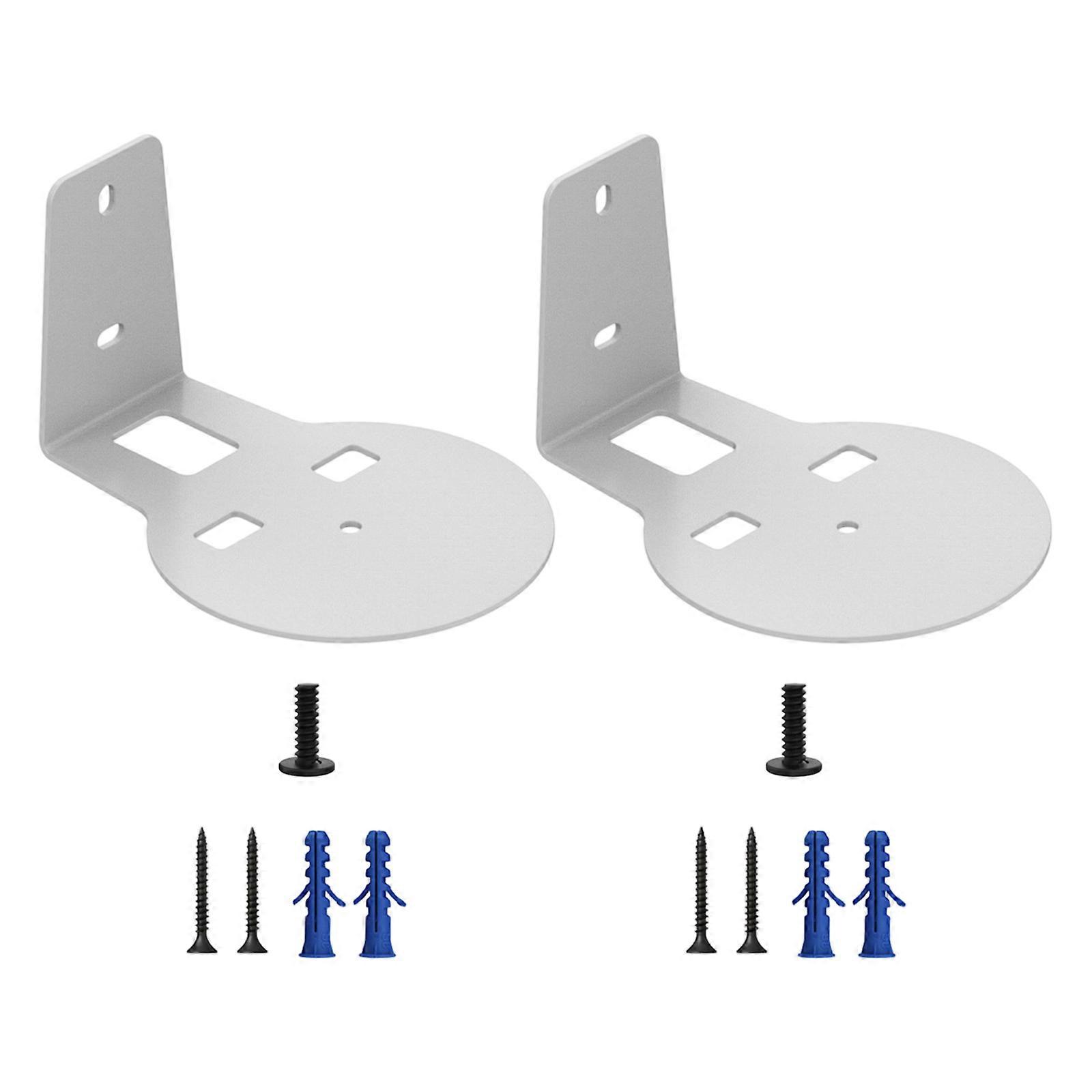 Adjustable Speaker Wall Mount Brackets Durability Metal Construction Secure Tilting Rotation For Sound Positioning  White