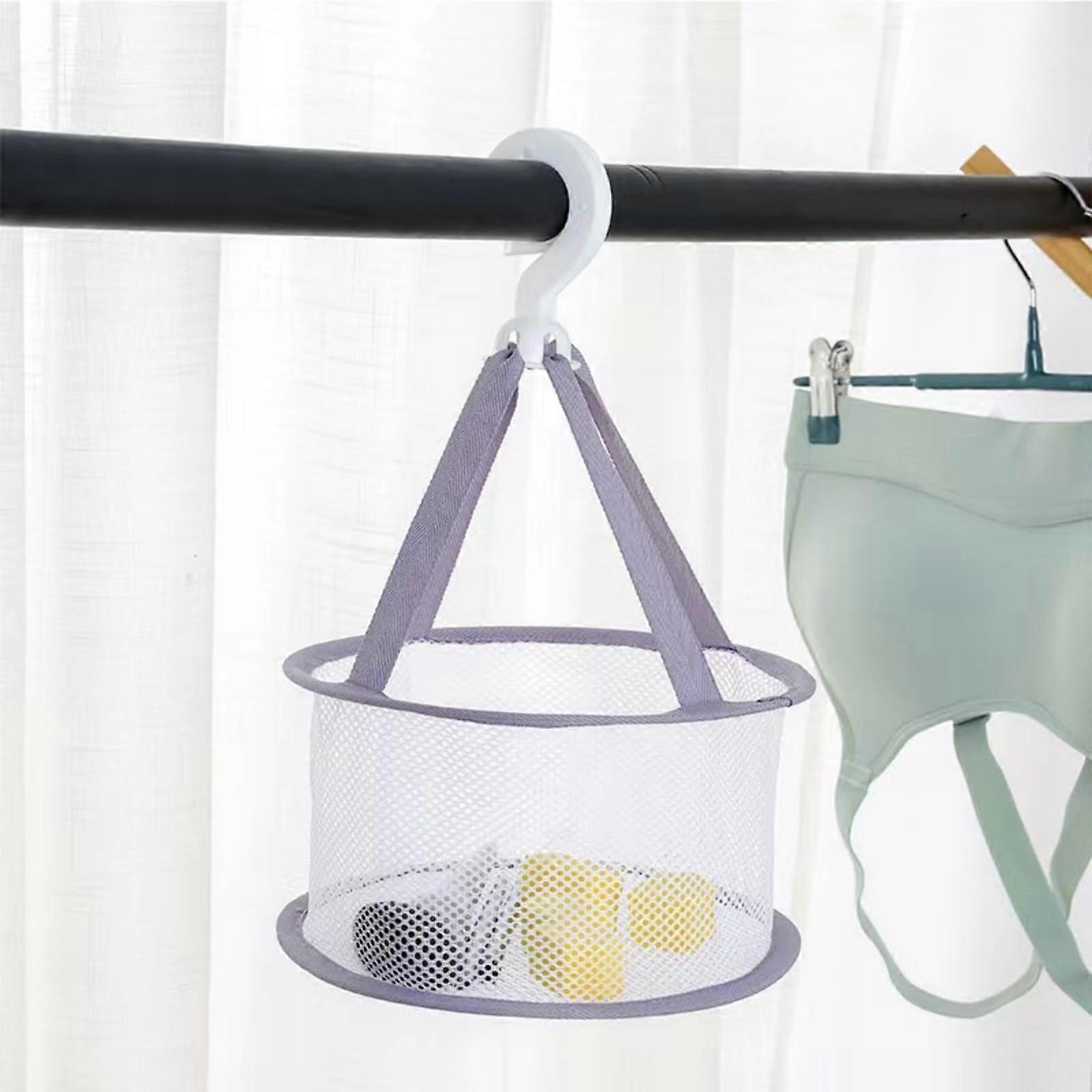 Mini Mesh Shower Dry Basket Hanging Drying Net For Makeup Brushes And Beauty Sponges Windproof Draining Rack Purple With Lid