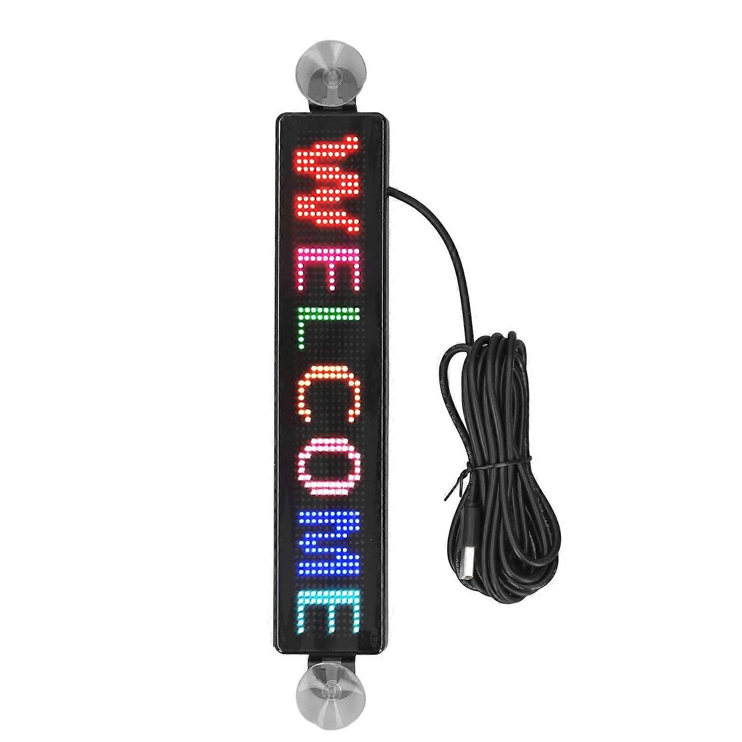 12x72 Color LED Sign Bluetooth APP Control DC5V USB Powered Display Screen for Car Rear Window Wall 