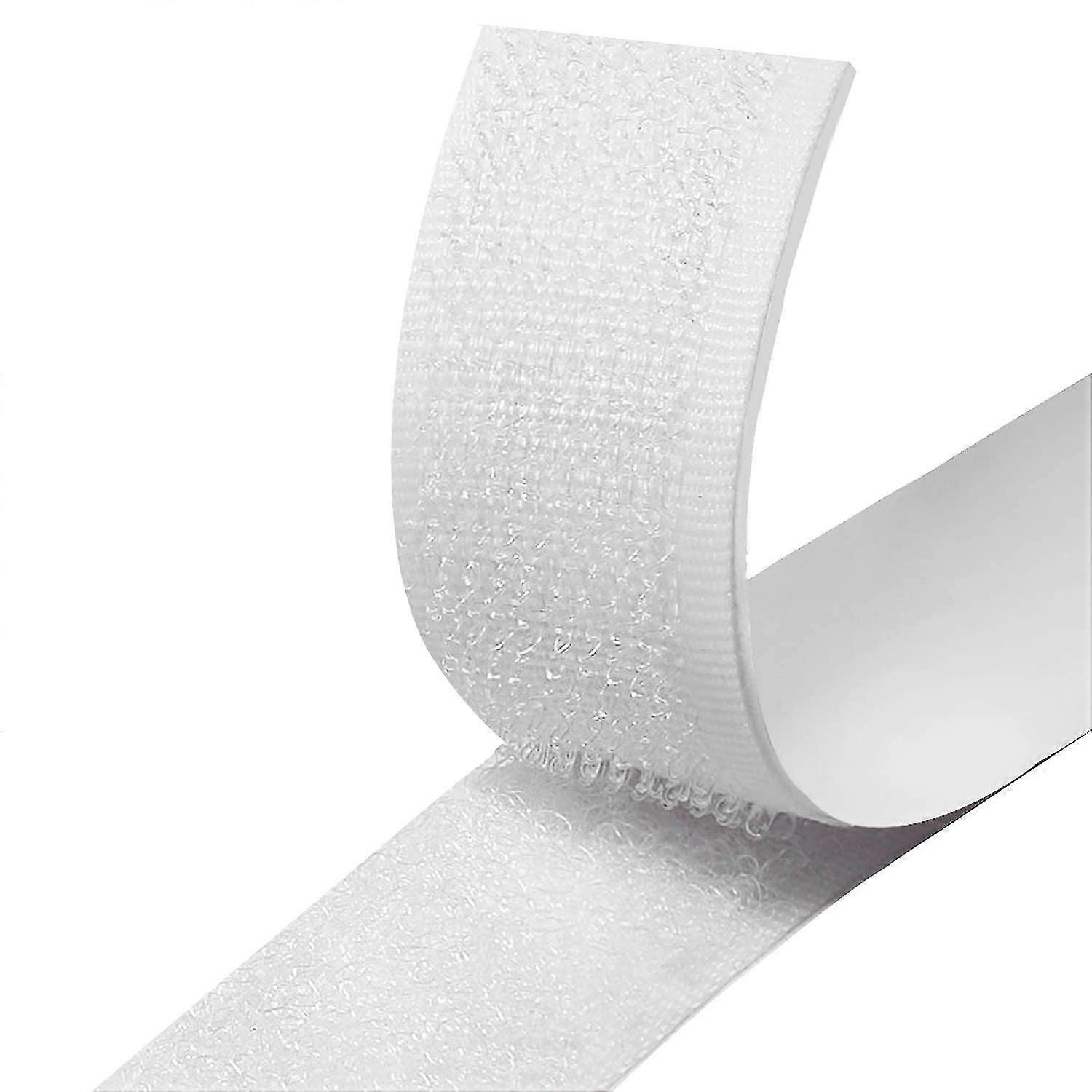 Hook And Loop Strip Tape, 8m Self-adhesive Sticky Back Fastening Tape, 20mm Wide (white)
