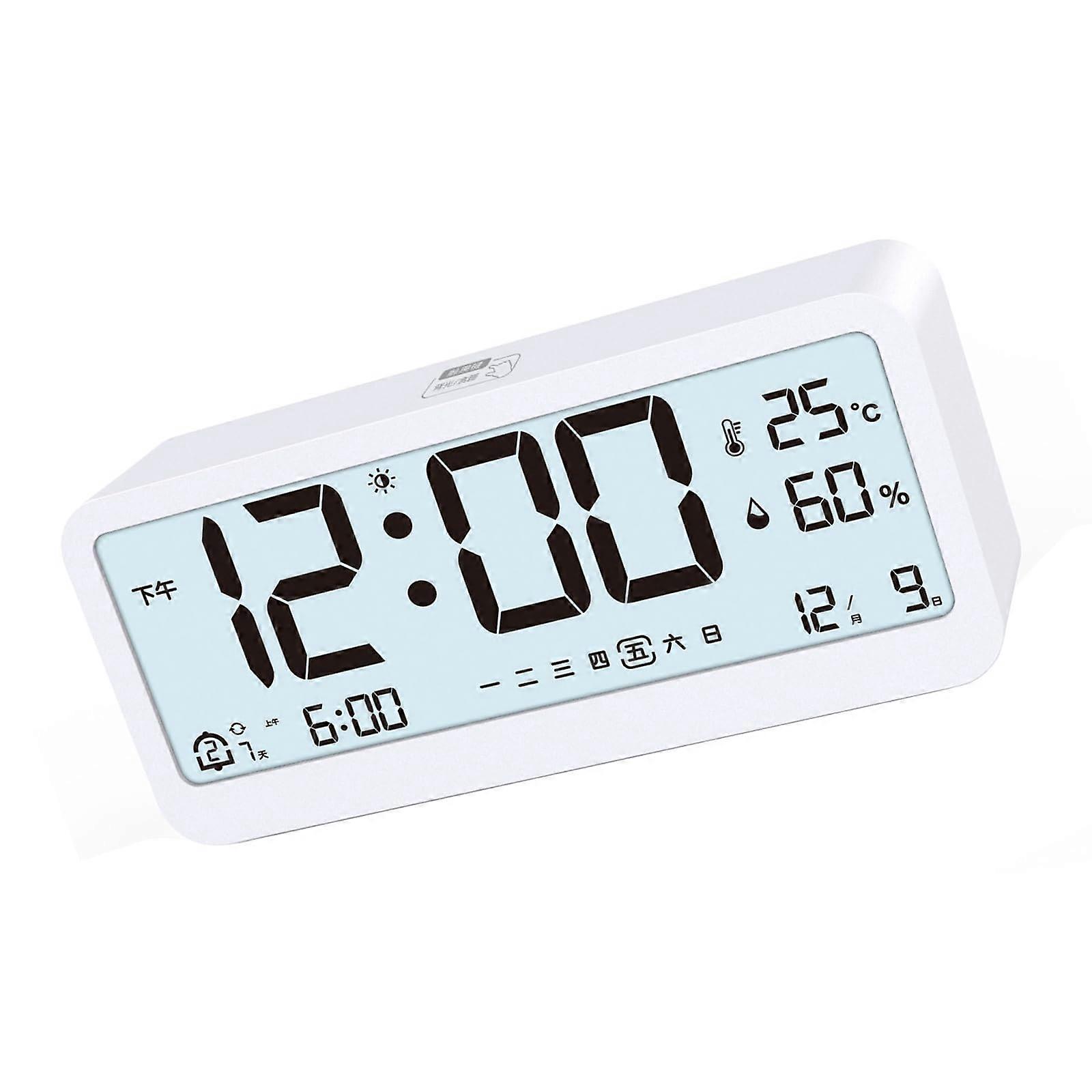Multifunctional Digital Clock, Silent Movement, Intelligent Nightlight, Bedside Clock, 12/24H Timepiece