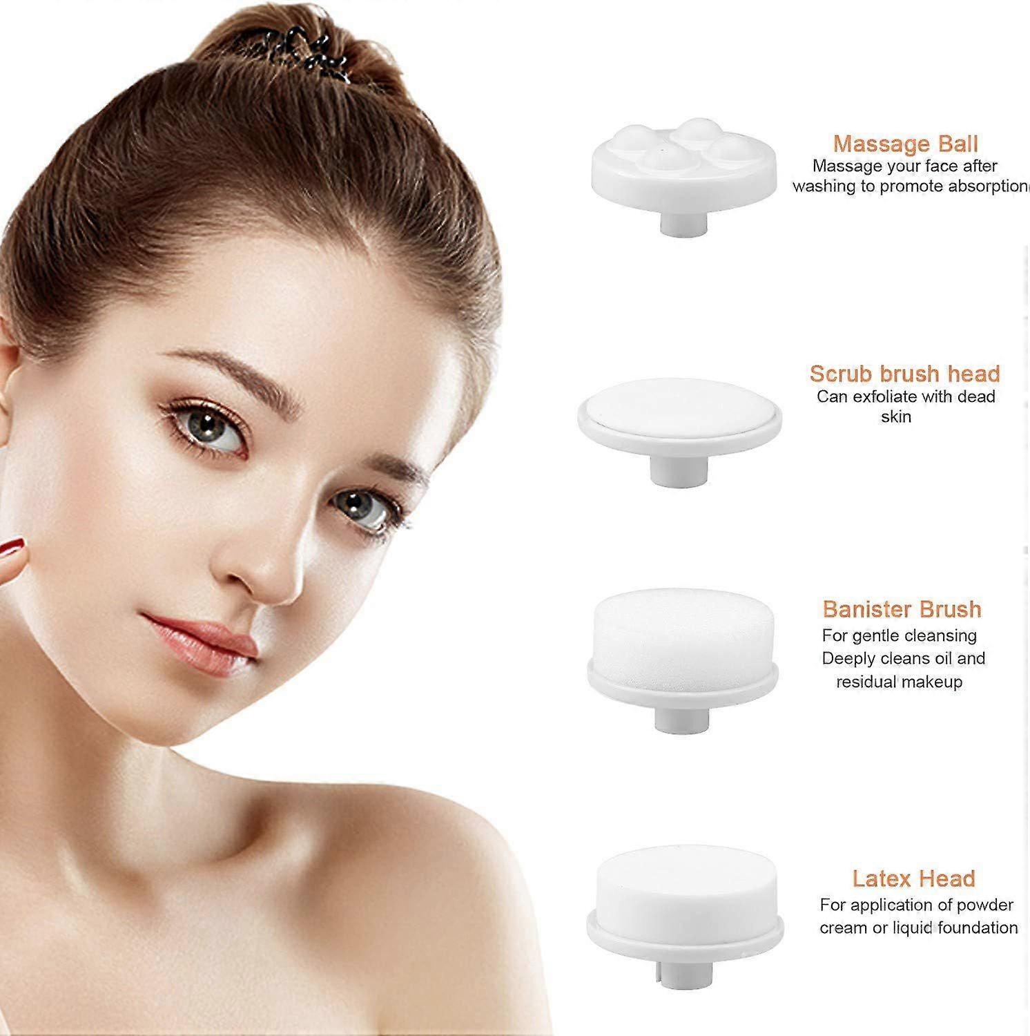 Facial Cleansing Brush-Waterproof Face Spin Brush Set with 5 Brush HeadsGentle Exfoliating and Removing BlackheadDeep Cleansing face(1 pcs, blue)