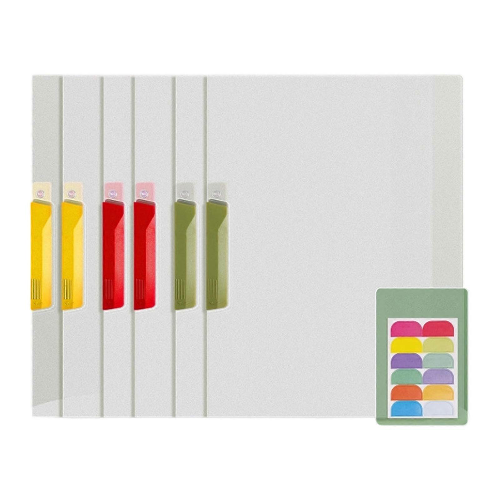 5/6Pcs Paper File Sleeves Test Paper Organiser Document Protector with Rotating Side Open Clamp for Office Supplies Multicolor