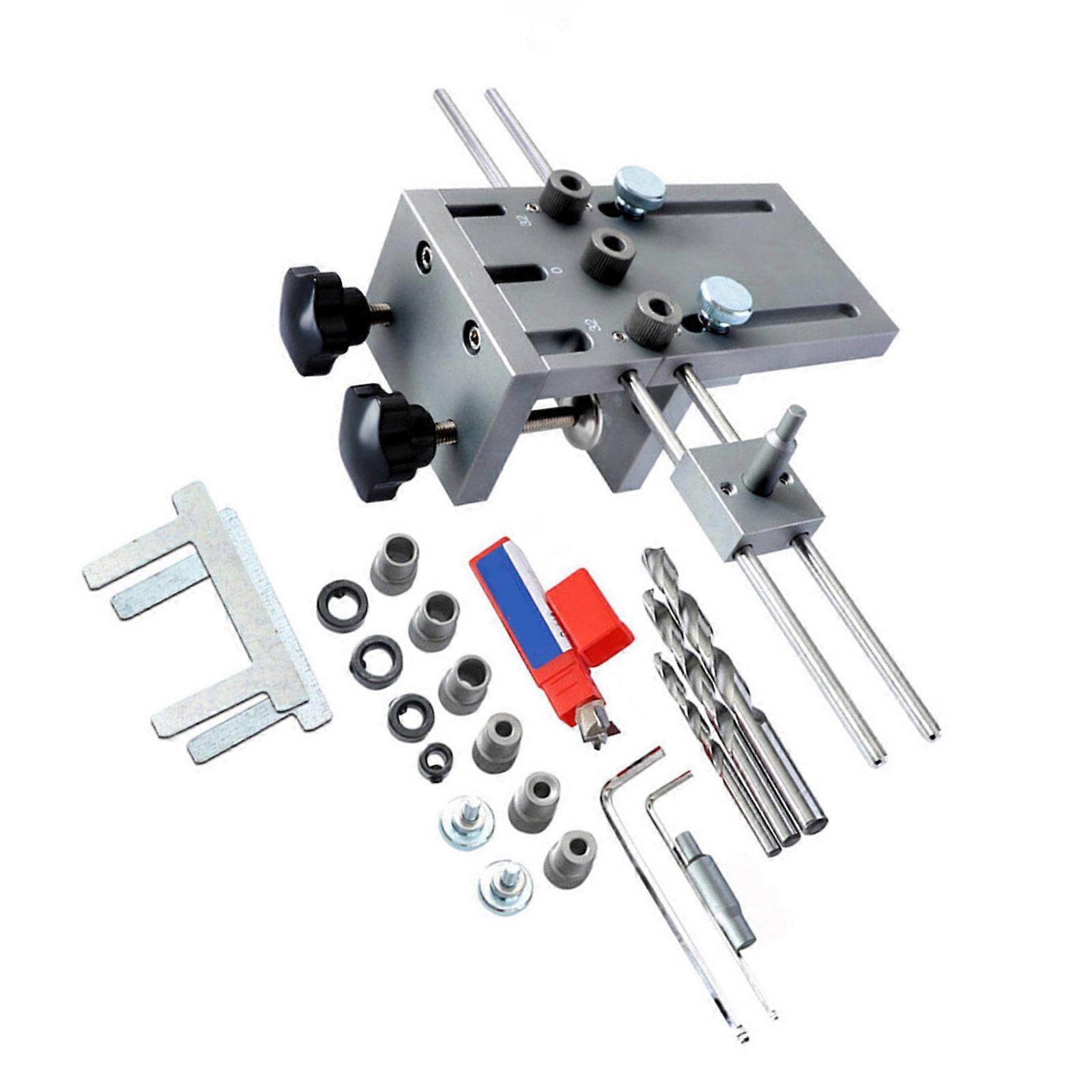 Professional 3 in 1 Woodworking Drill Guide Hole Locator Aluminum Alloy Multifunctional Tool for Professional Carpenters Multicolor