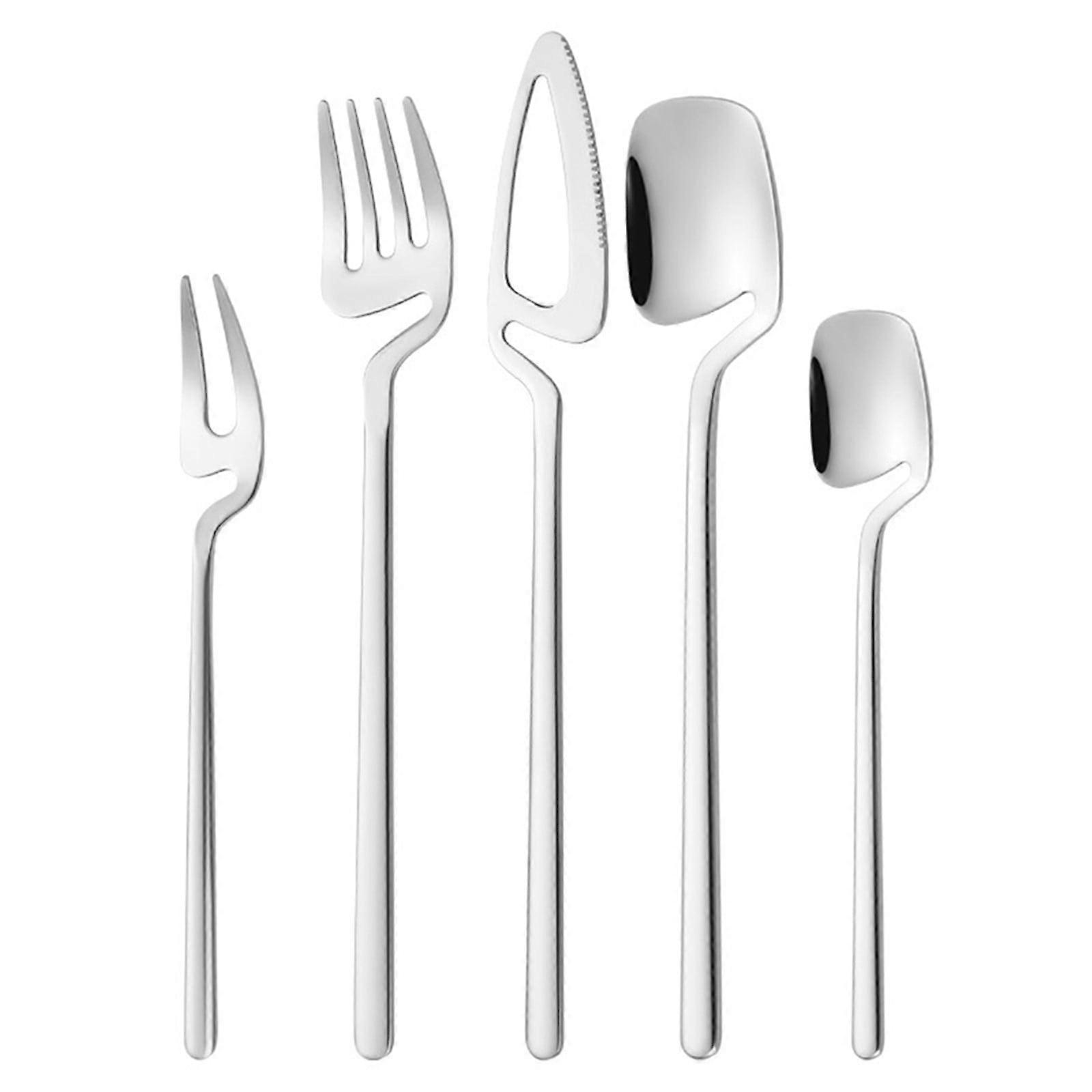 5Pcs Dinnerware Set Spoon Fork Cutlery Set Flatware Stainless Steel Hanging