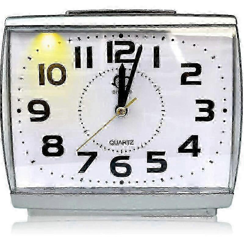 Large Square Analog Alarm Clock with Silent Movement and Night Light Function